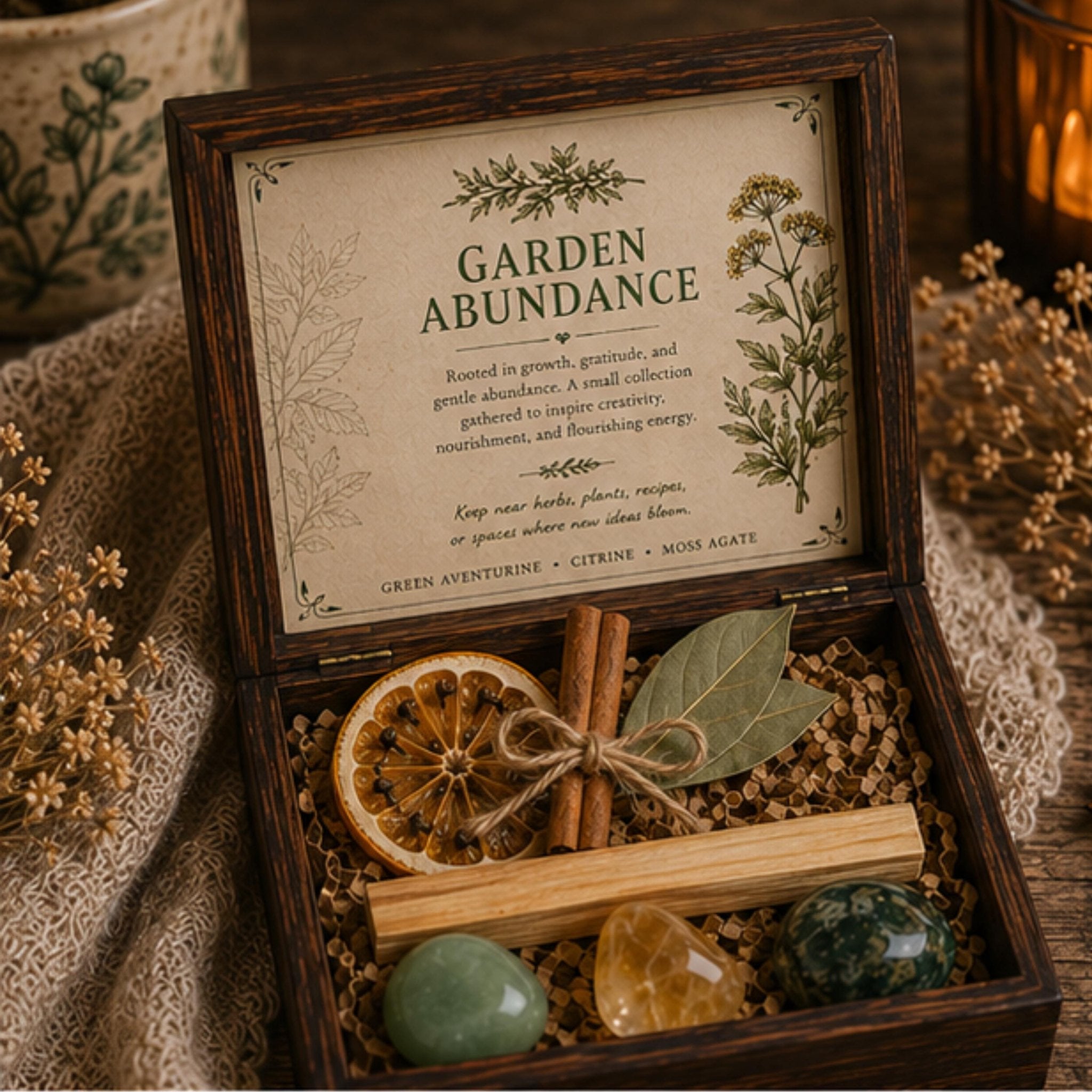 Abundance Crystal Set, Cottage Garden Lover Decor Gift, Heirloom Keepsake, Rustic Home Gift - Winterberry Hearth