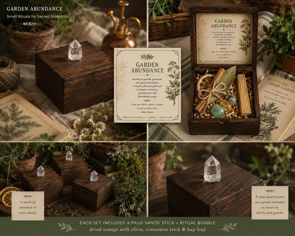 Abundance Crystal Set, Cottage Garden Lover Decor Gift, Heirloom Keepsake, Rustic Home Gift - Winterberry Hearth