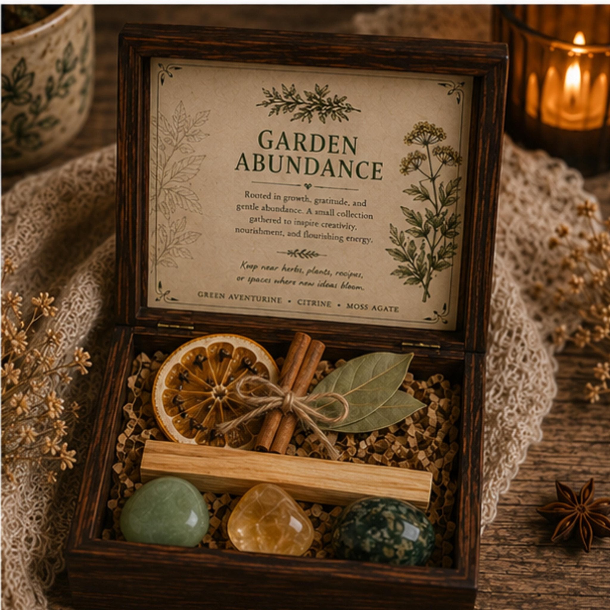 Abundance Crystal Set, Cottage Garden Lover Decor Gift, Heirloom Keepsake, Rustic Home Gift - Winterberry Hearth
