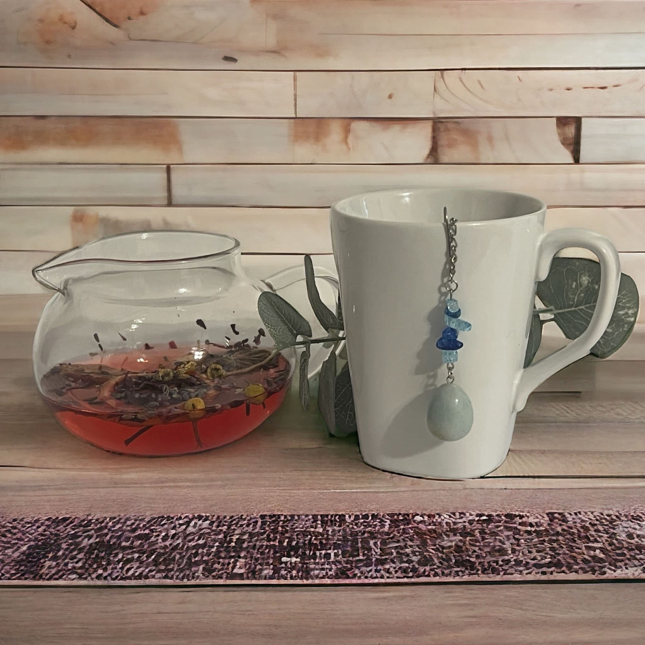 Amazonite Crystal Tea Steeper: Stainless Steel Loose Leaf Infuser - Winterberry Hearth