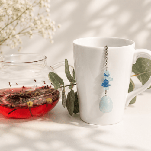 Amazonite Crystal Tea Steeper: Stainless Steel Loose Leaf Infuser - Winterberry Hearth