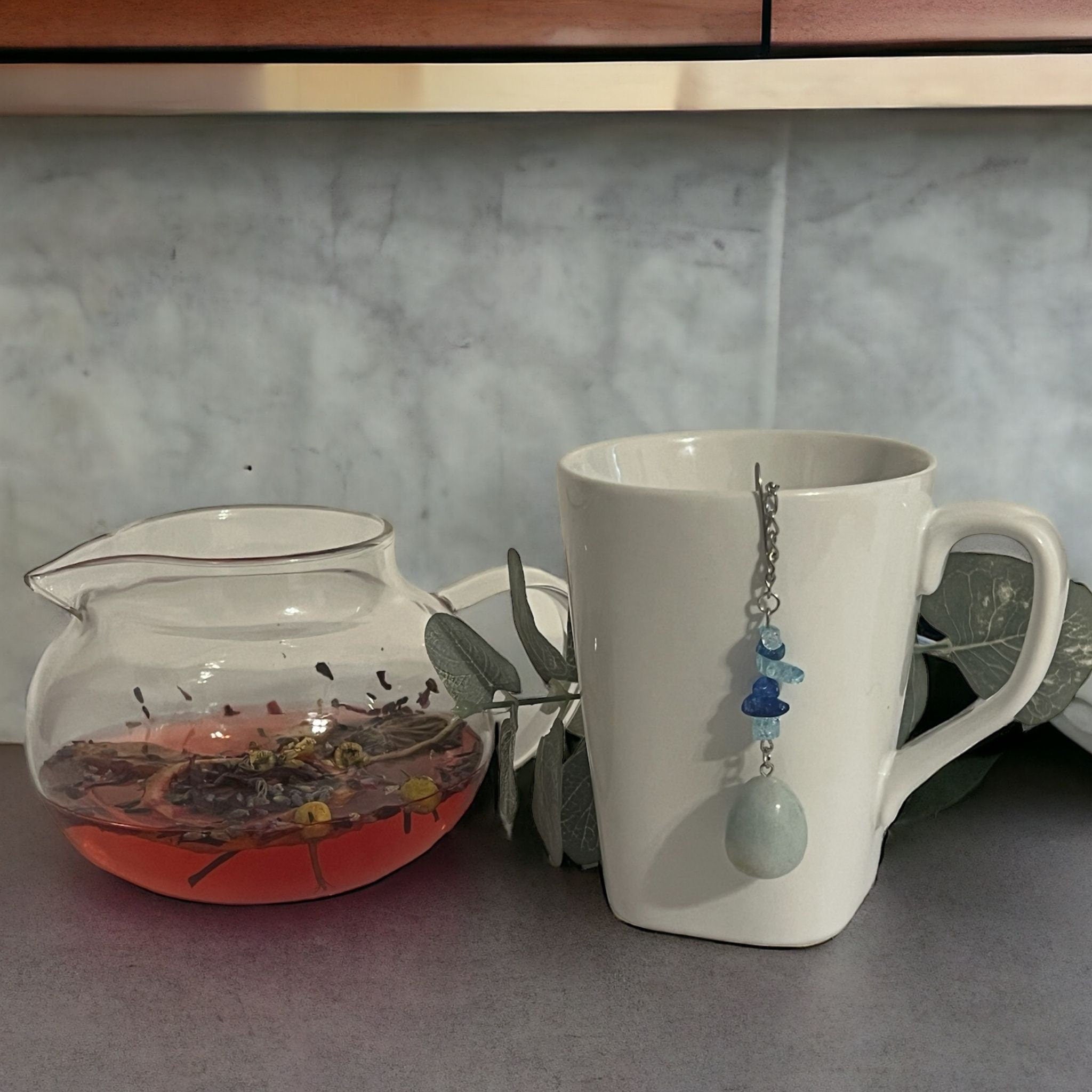 Amazonite Crystal Tea Steeper: Stainless Steel Loose Leaf Infuser - Winterberry Hearth
