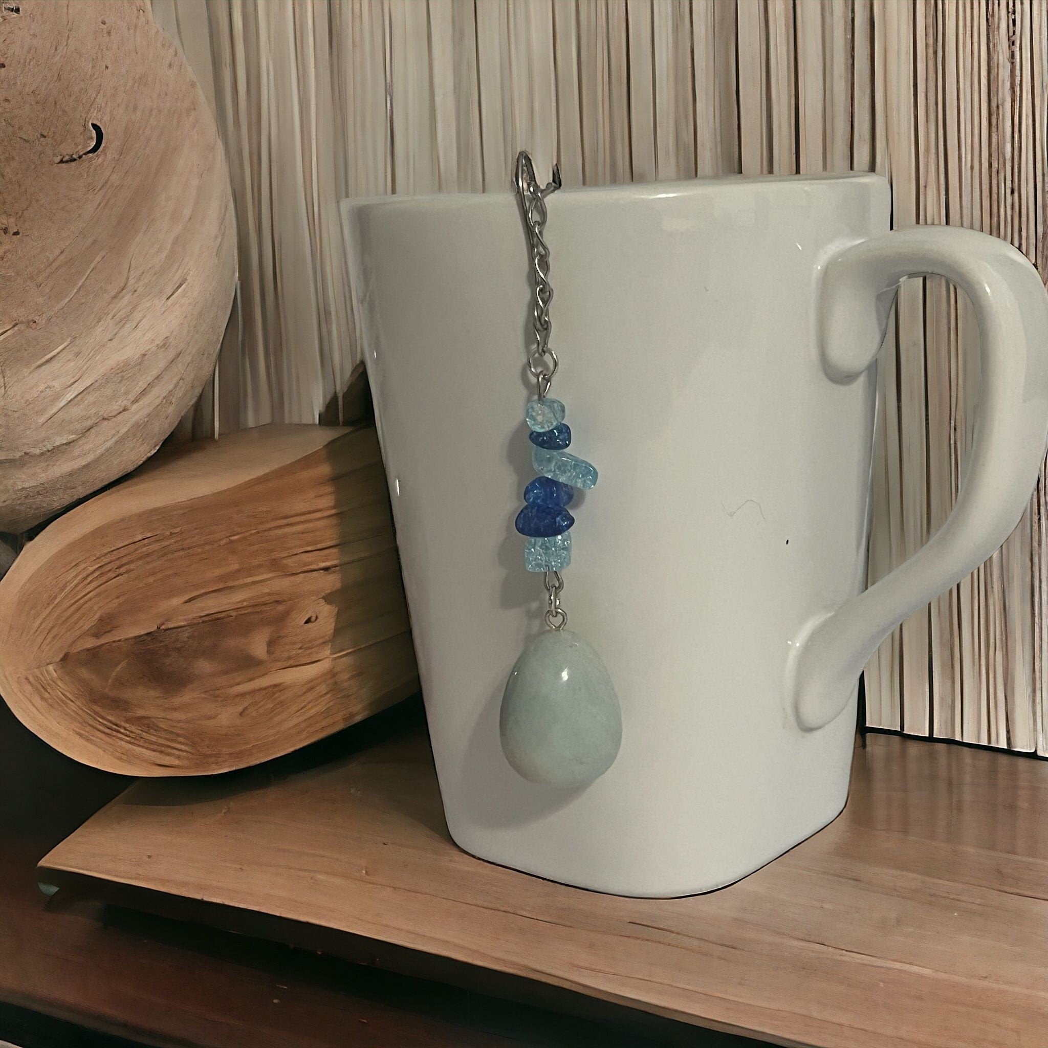 Amazonite Crystal Tea Steeper: Stainless Steel Loose Leaf Infuser - Winterberry Hearth