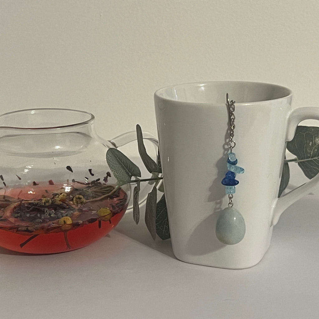 Amazonite Crystal Tea Steeper: Stainless Steel Loose Leaf Infuser - Winterberry Hearth
