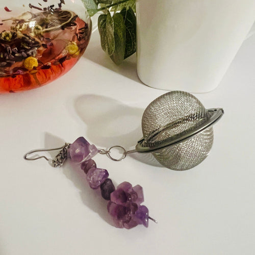 Amethyst Crystal Tea Steeper: Stainless Steel Loose Leaf Infuser - Winterberry Hearth