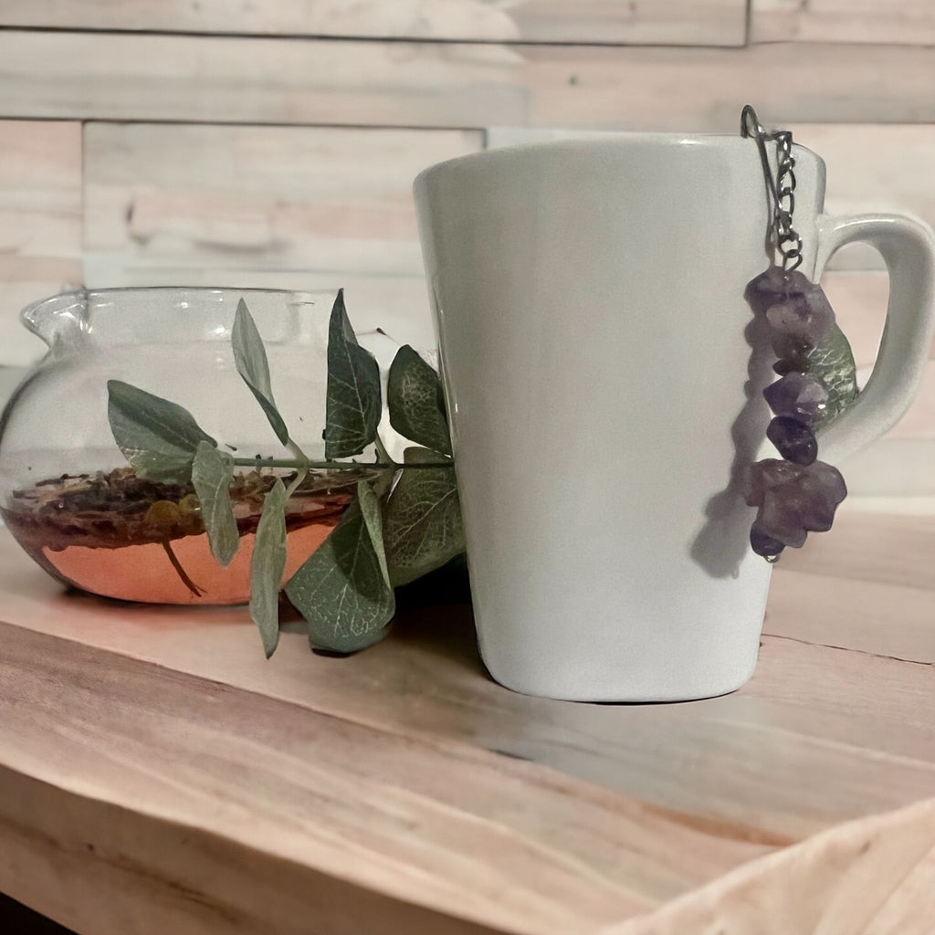 Amethyst Crystal Tea Steeper: Stainless Steel Loose Leaf Infuser - Winterberry Hearth