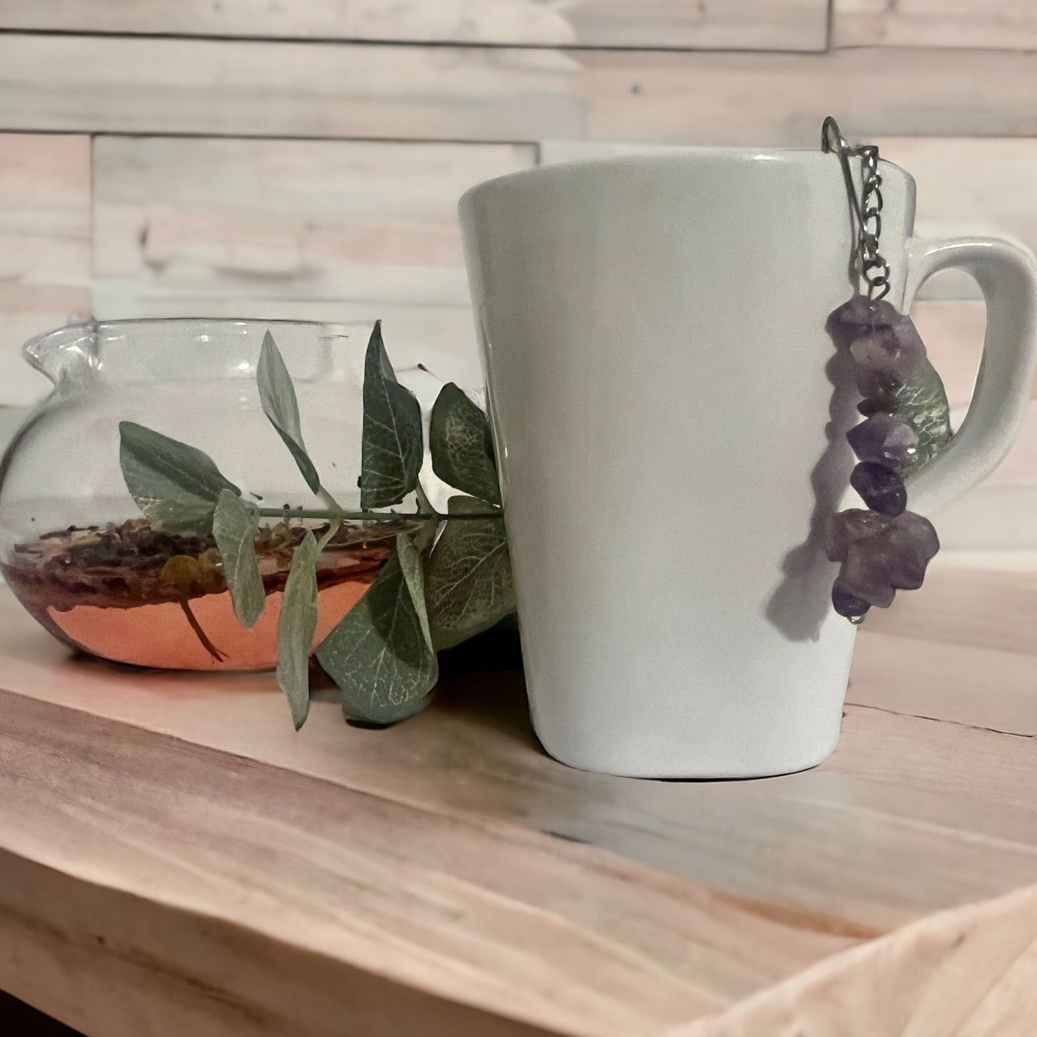 Amethyst Crystal Tea Steeper: Stainless Steel Loose Leaf Infuser - Winterberry Hearth