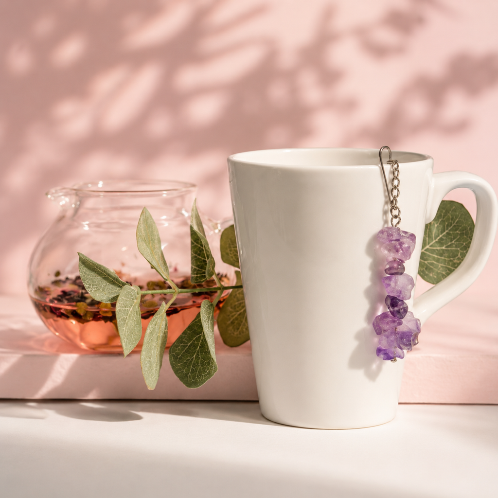 Amethyst Crystal Tea Steeper: Stainless Steel Loose Leaf Infuser