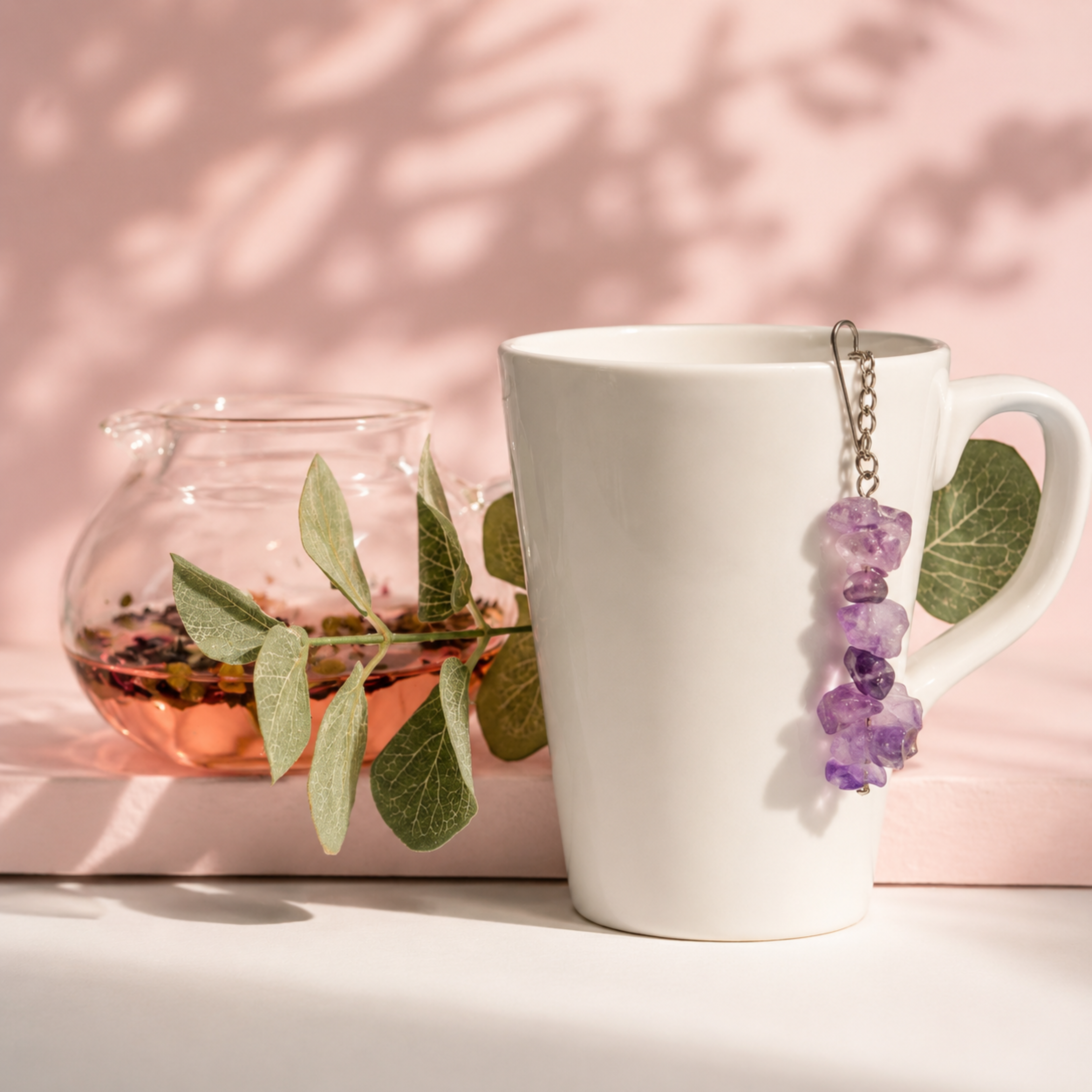Amethyst Crystal Tea Steeper: Stainless Steel Loose Leaf Infuser