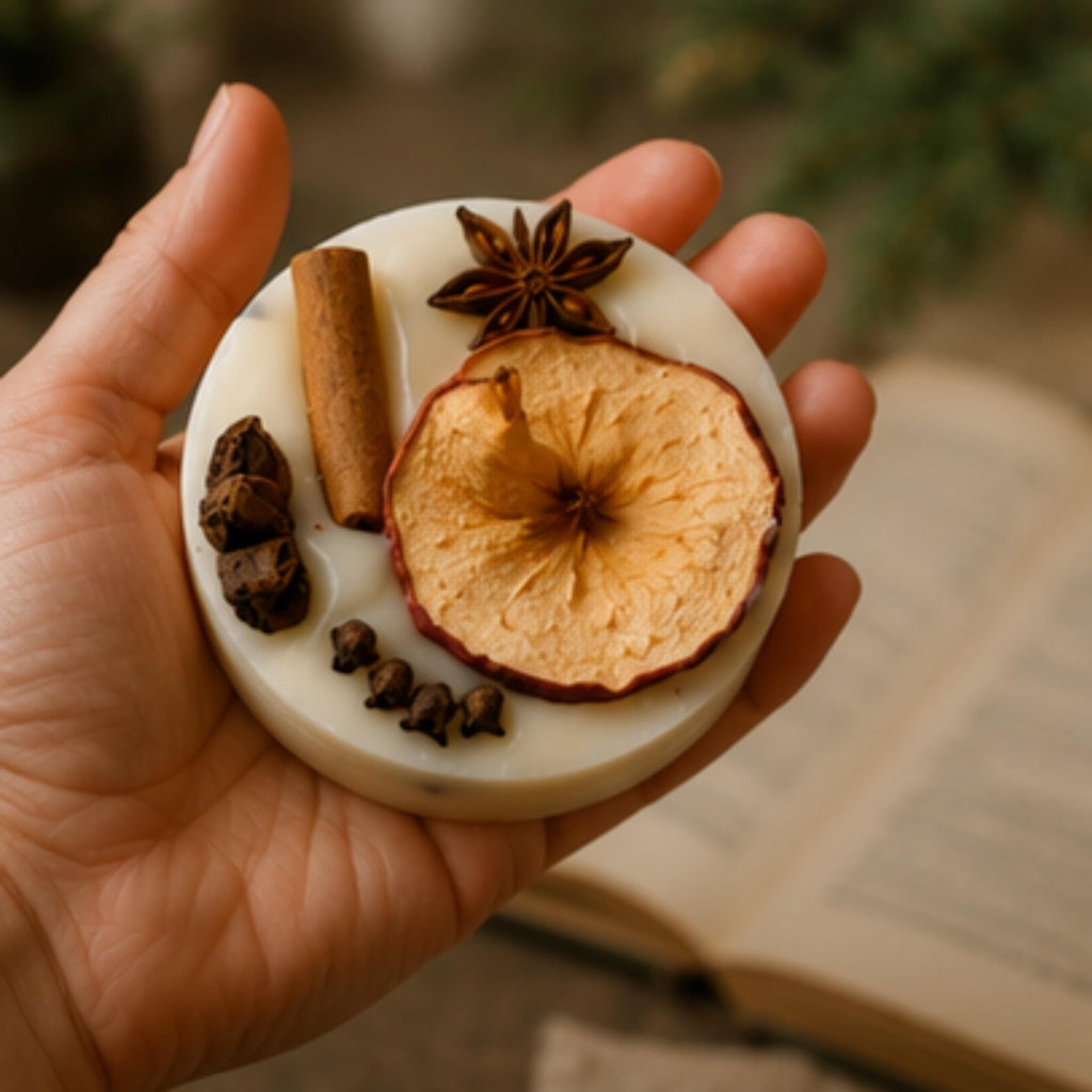 Apple Cider Hearth Wax Melt, Wickless Candle, Lamp Warmer Tart, Cozy Autumn Fragrance - Winterberry Hearth