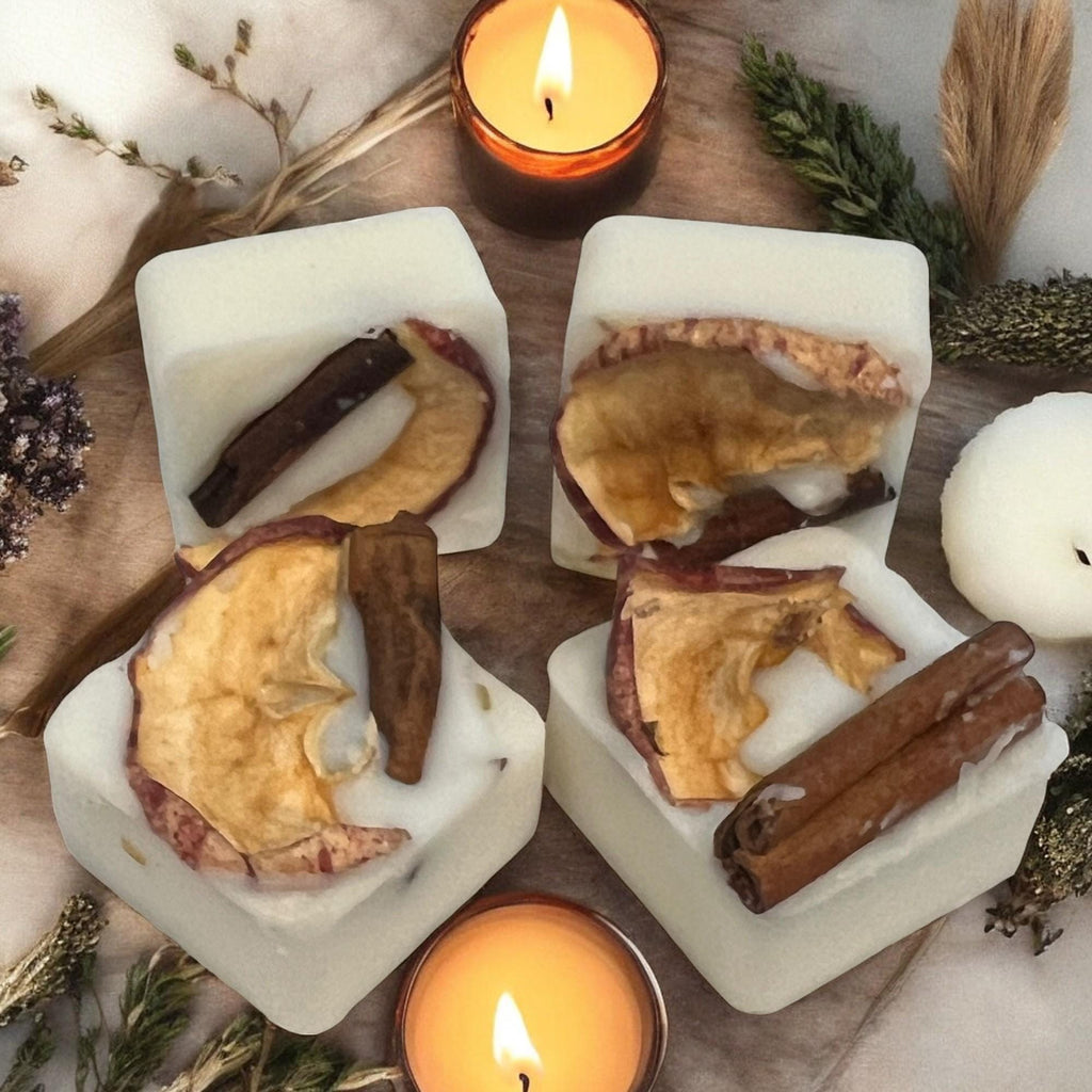 Apple Cinnamon Soy Wax Melts: Herb Infused Aromatherapy Cubes - Winterberry Hearth