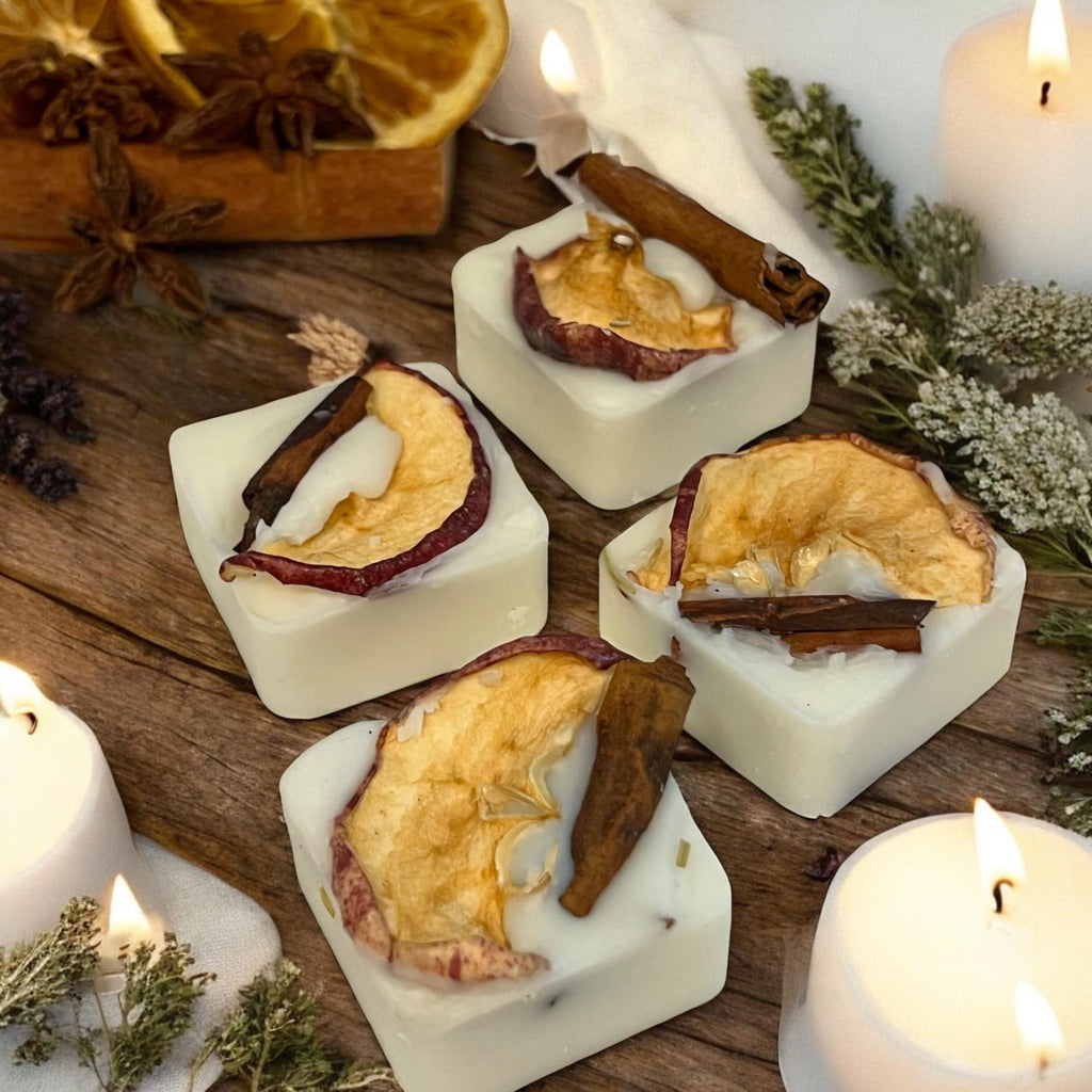 Apple Cinnamon Soy Wax Melts: Herb Infused Aromatherapy Cubes - Winterberry Hearth