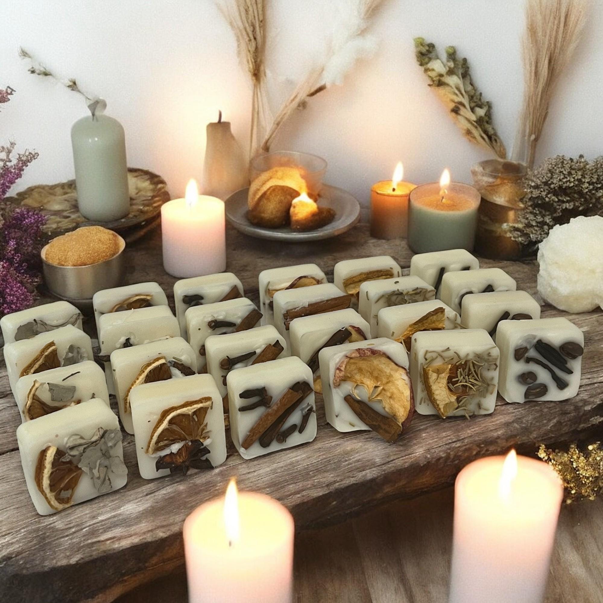 Apple Cinnamon Soy Wax Melts: Herb Infused Aromatherapy Cubes - Winterberry Hearth