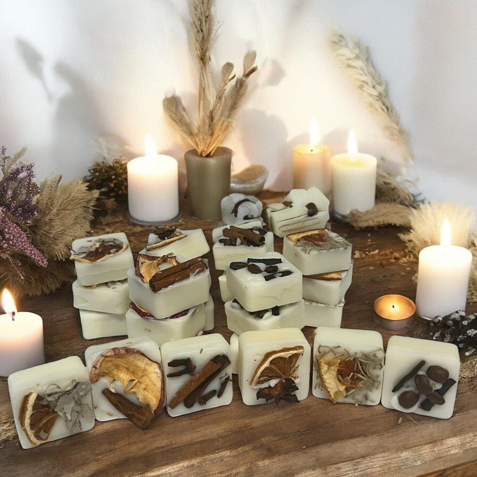 Apple Cinnamon Soy Wax Melts: Herb Infused Aromatherapy Cubes - Winterberry Hearth