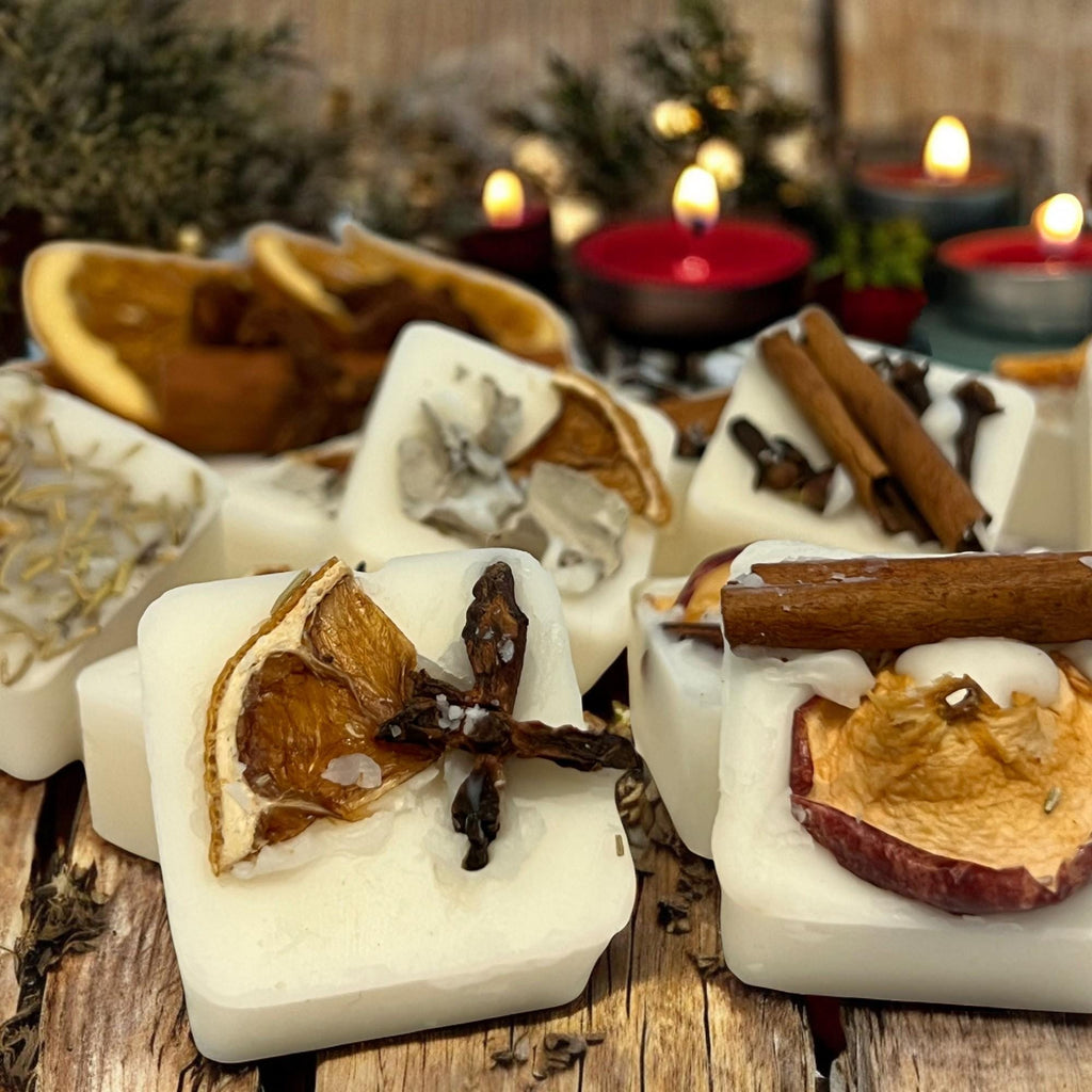 Apple Cinnamon Soy Wax Melts: Herb Infused Aromatherapy Cubes - Winterberry Hearth