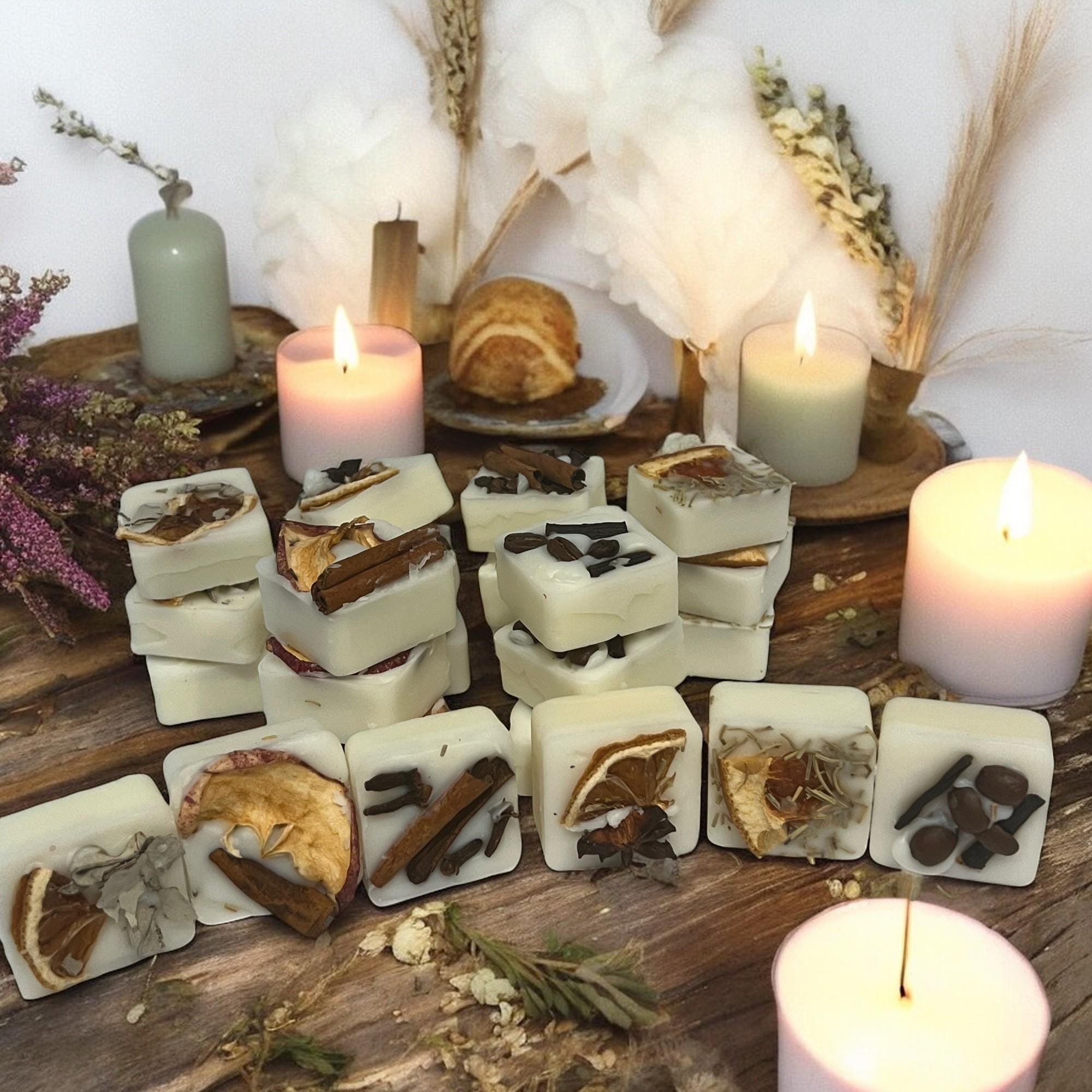 Apple Cinnamon Soy Wax Melts: Herb Infused Aromatherapy Cubes - Winterberry Hearth