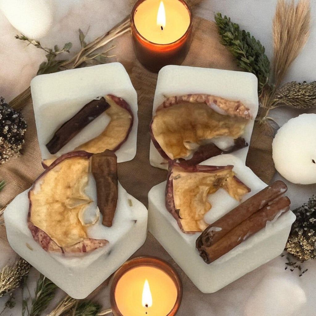 Apple Cinnamon Soy Wax Melts: Herb Infused Aromatherapy Cubes - Winterberry Hearth