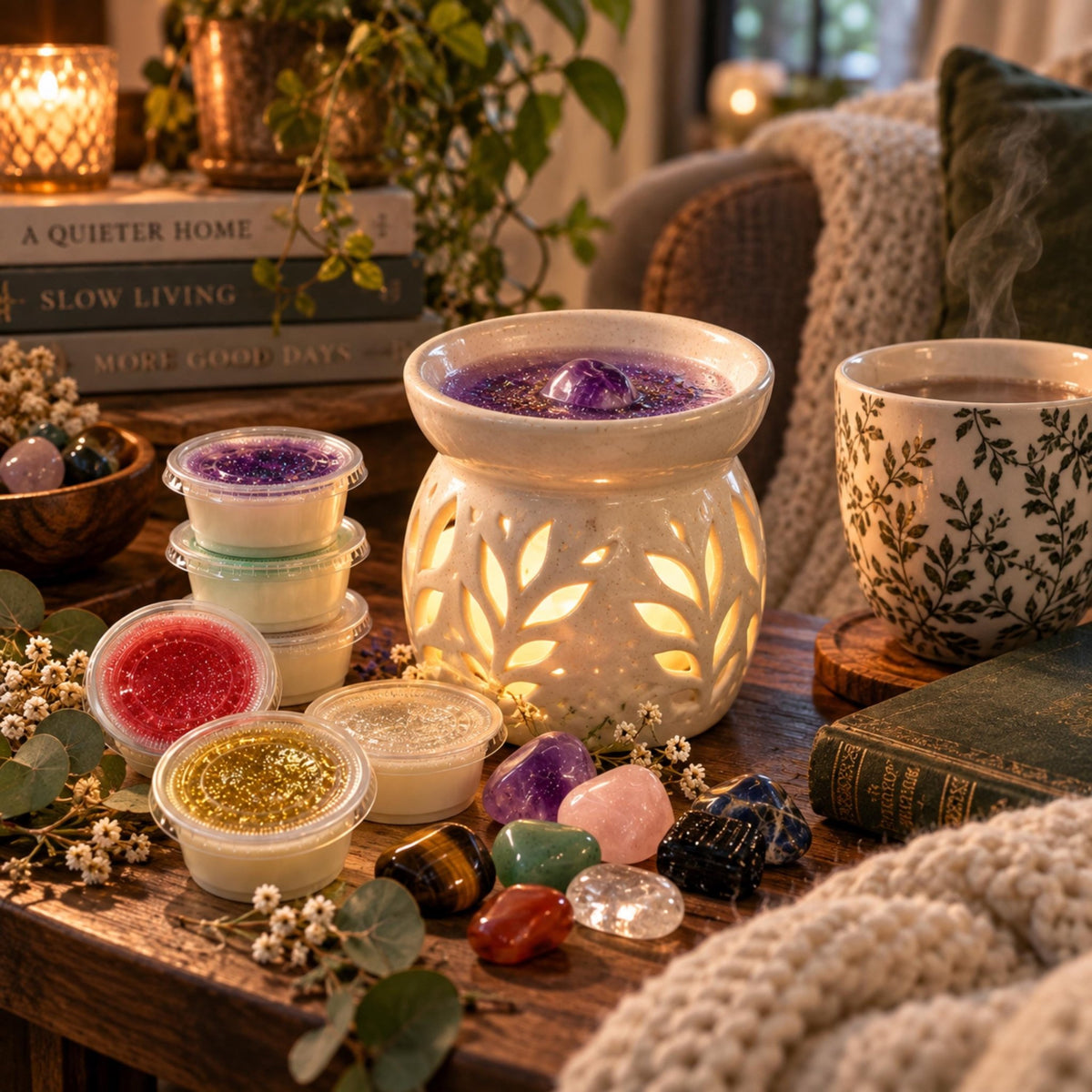 Aromatherapy Hidden Crystal Wax Melts, Surprise Gemstone Reveal Tarts - Winterberry Hearth