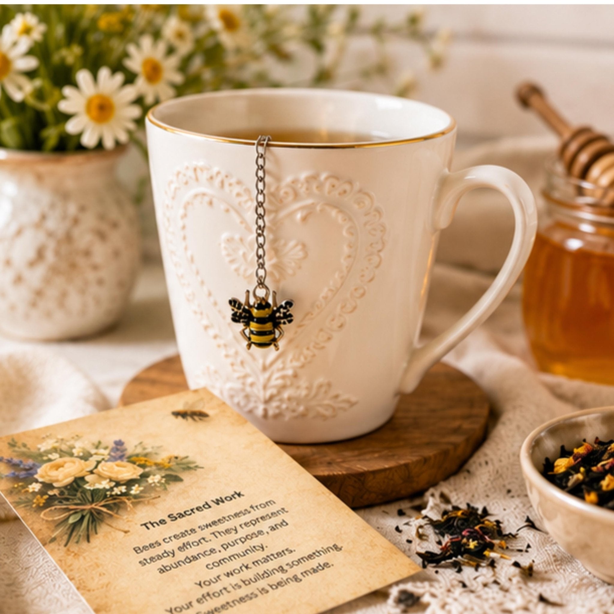 Bee Tea Strainer, Honeybee Loose Leaf Herbal Tea Infuse Gift - Winterberry Hearth