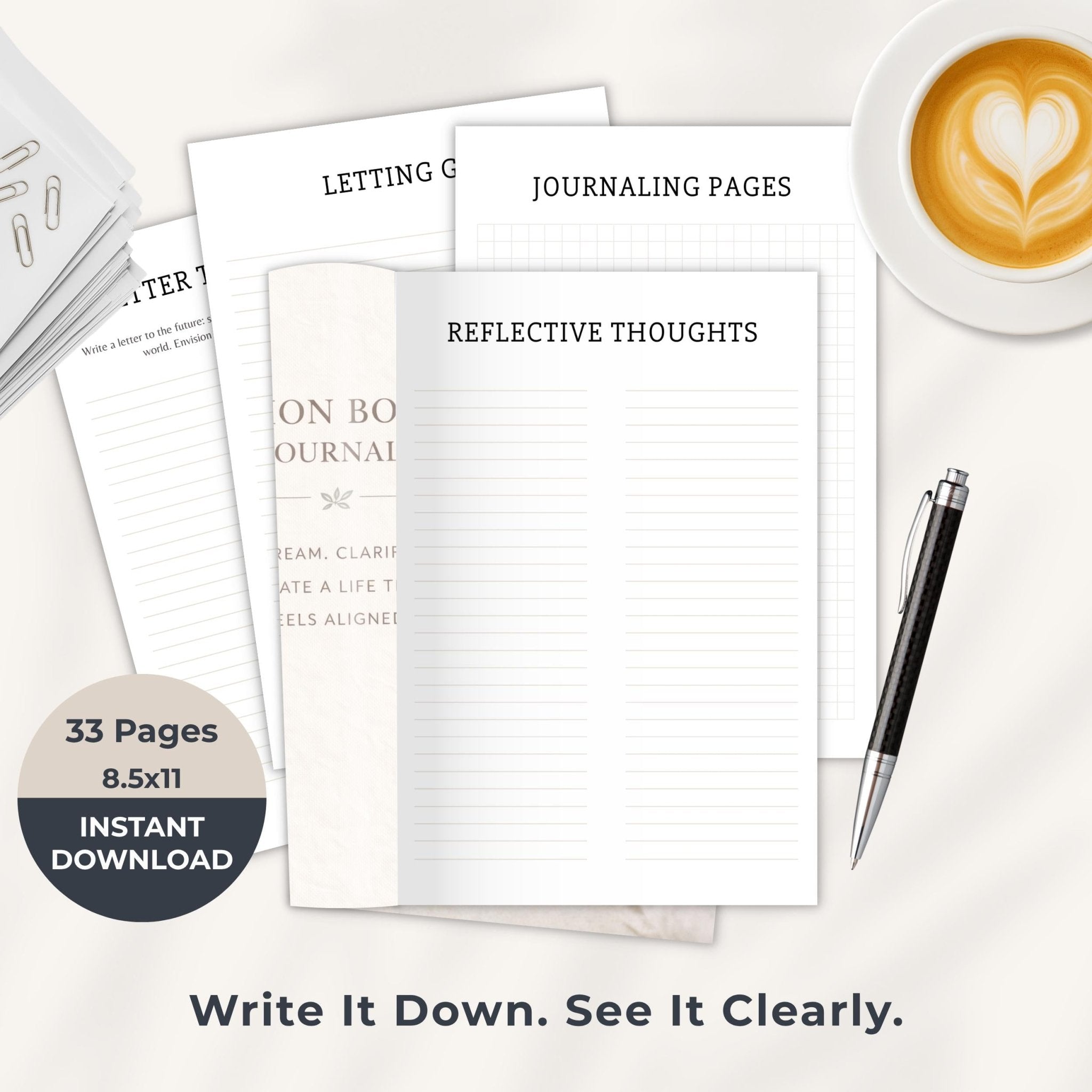 Begin Again Journal Bundle, Guided Prayer Reflections, Self Love Wellness Planner, Printable Vision Book, Digital Download - Winterberry Hearth