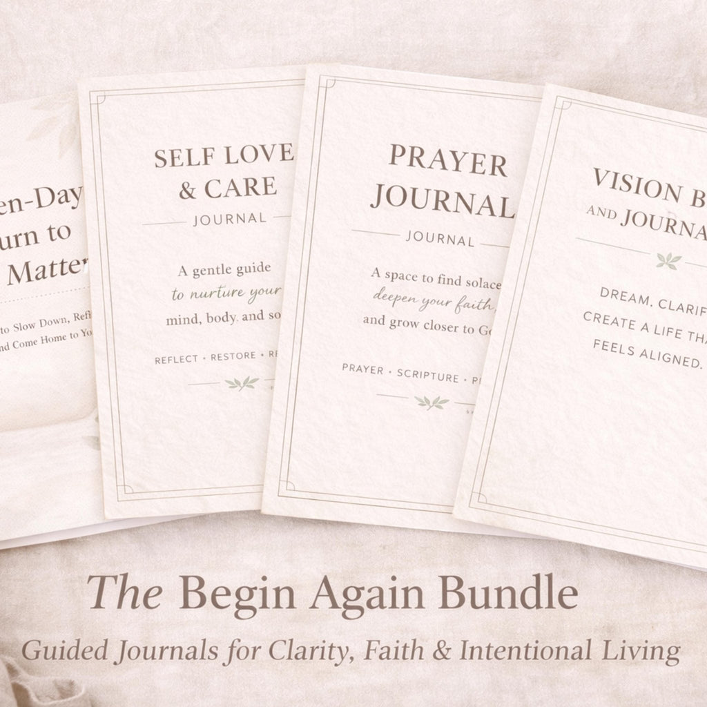 Begin Again Journal Bundle, Guided Prayer Reflections, Self Love Wellness Planner, Printable Vision Book, Digital Download - Winterberry Hearth
