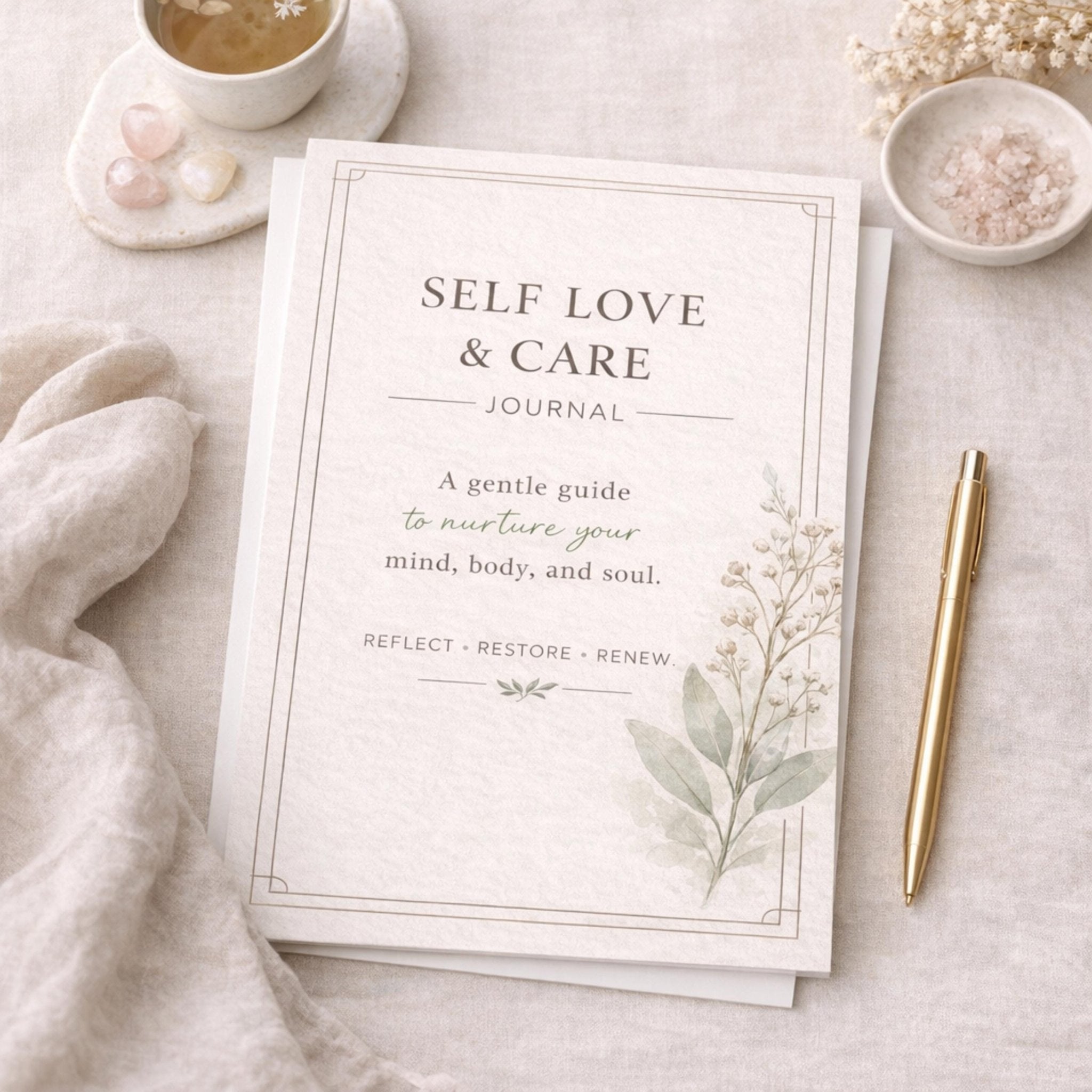 Begin Again Journal Bundle, Guided Prayer Reflections, Self Love Wellness Planner, Printable Vision Book, Digital Download - Winterberry Hearth