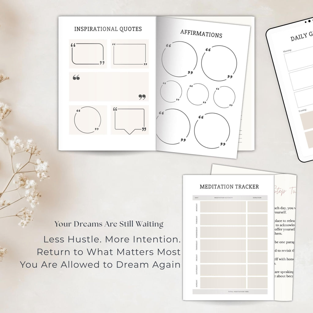 Begin Again Journal Bundle, Guided Prayer Reflections, Self Love Wellness Planner, Printable Vision Book, Digital Download - Winterberry Hearth