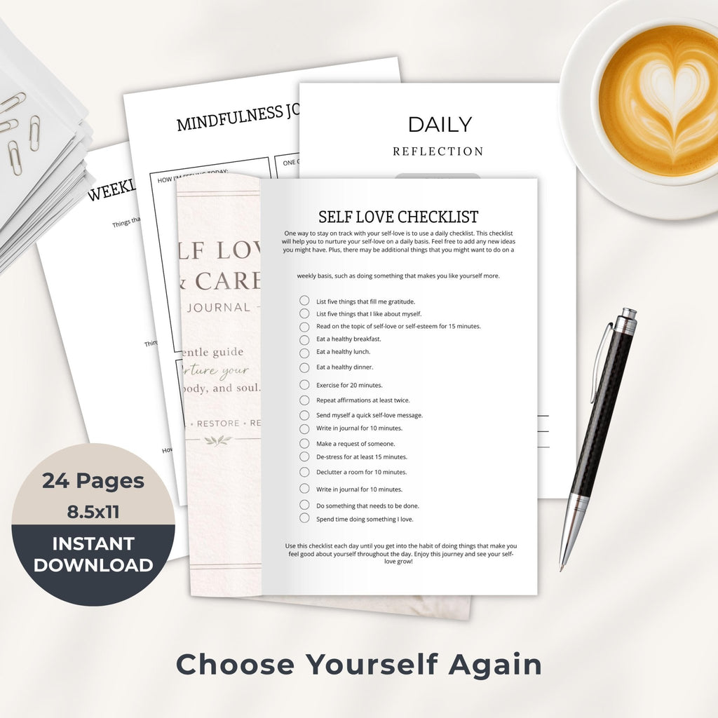 Begin Again Journal Bundle, Guided Prayer Reflections, Self Love Wellness Planner, Printable Vision Book, Digital Download - Winterberry Hearth