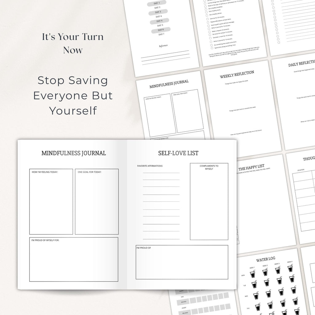 Begin Again Journal Bundle, Guided Prayer Reflections, Self Love Wellness Planner, Printable Vision Book, Digital Download - Winterberry Hearth