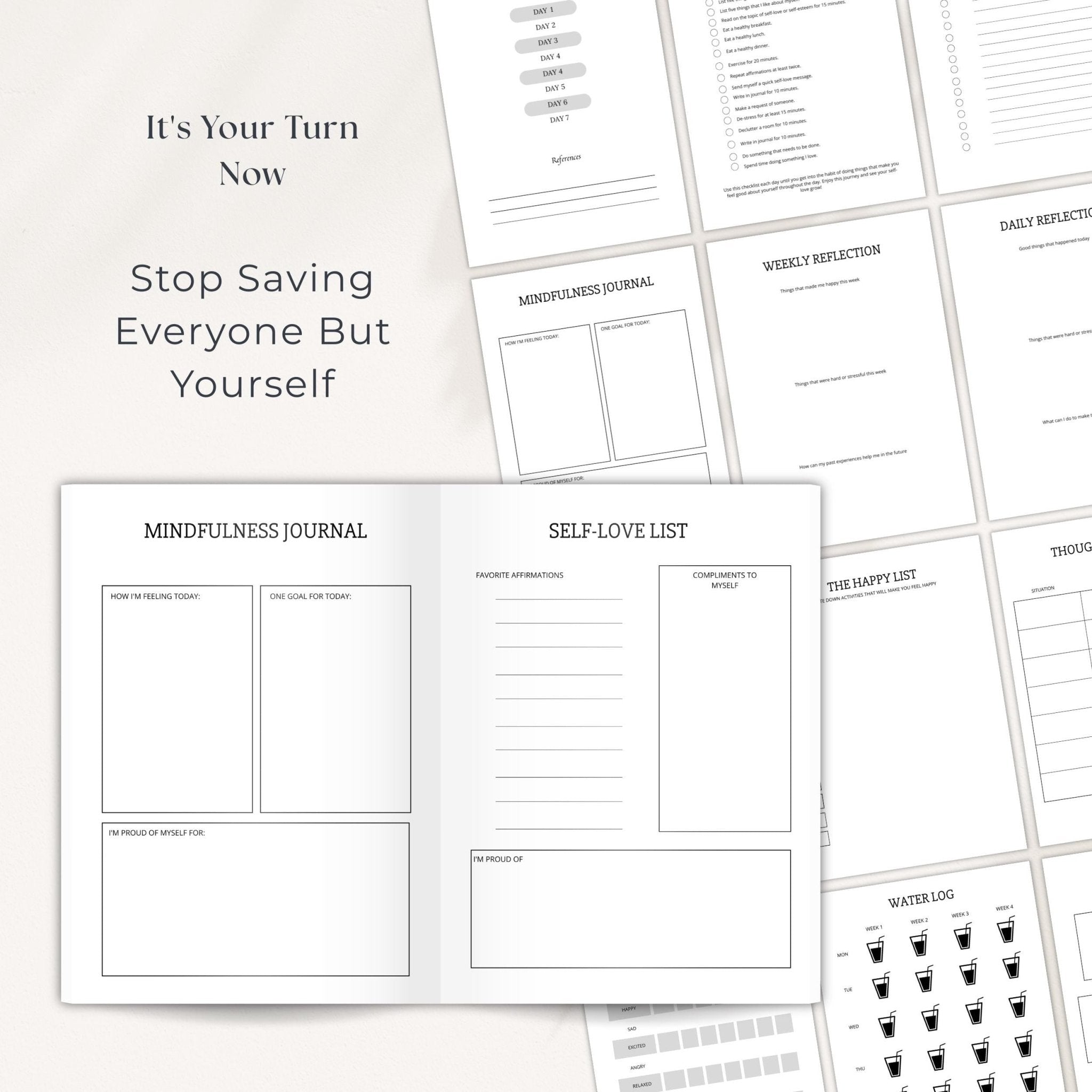 Begin Again Journal Bundle, Guided Prayer Reflections, Self Love Wellness Planner, Printable Vision Book, Digital Download - Winterberry Hearth