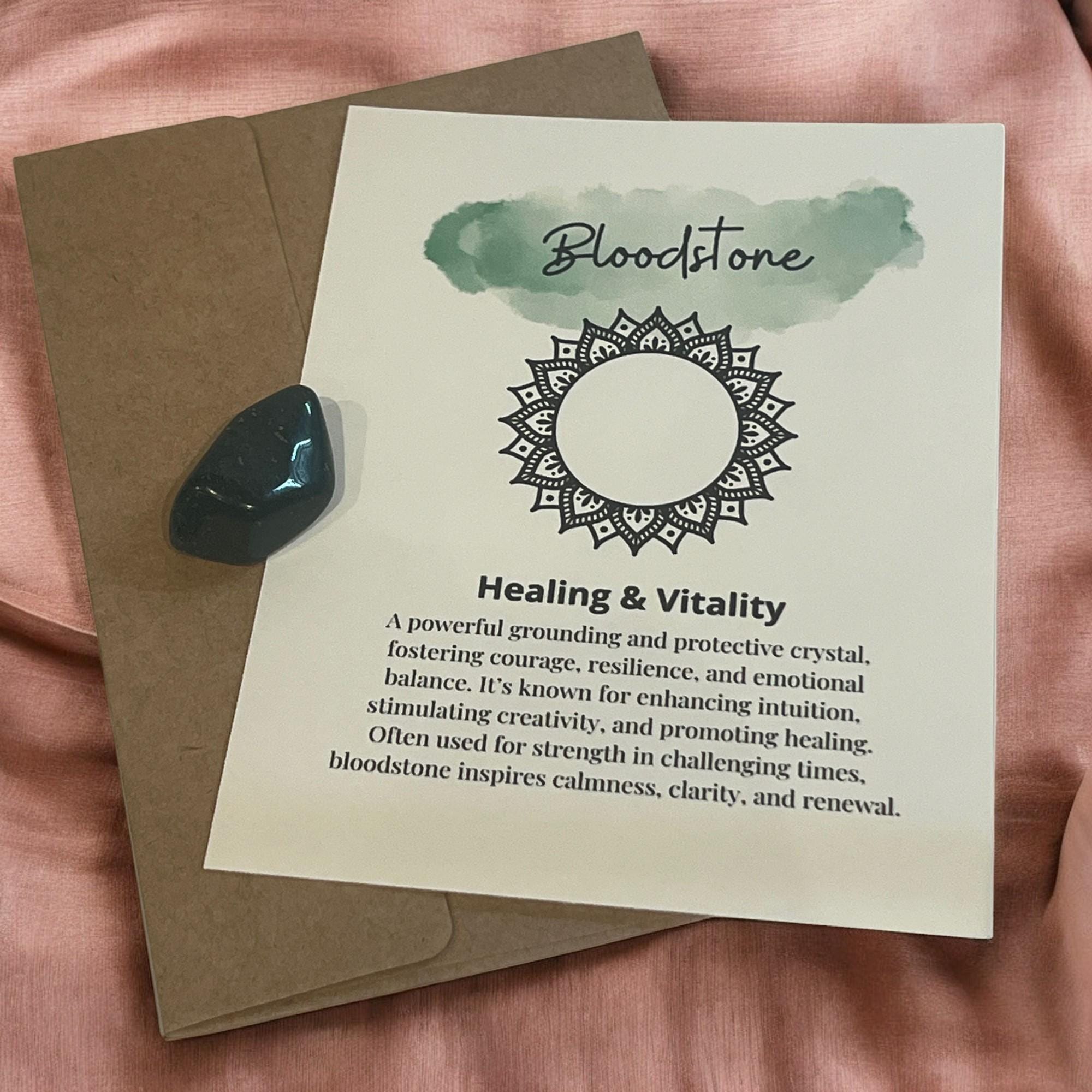 Bloodstone Crystal with Meaning Card: Healing Properties, Meditation Tool - Winterberry Hearth