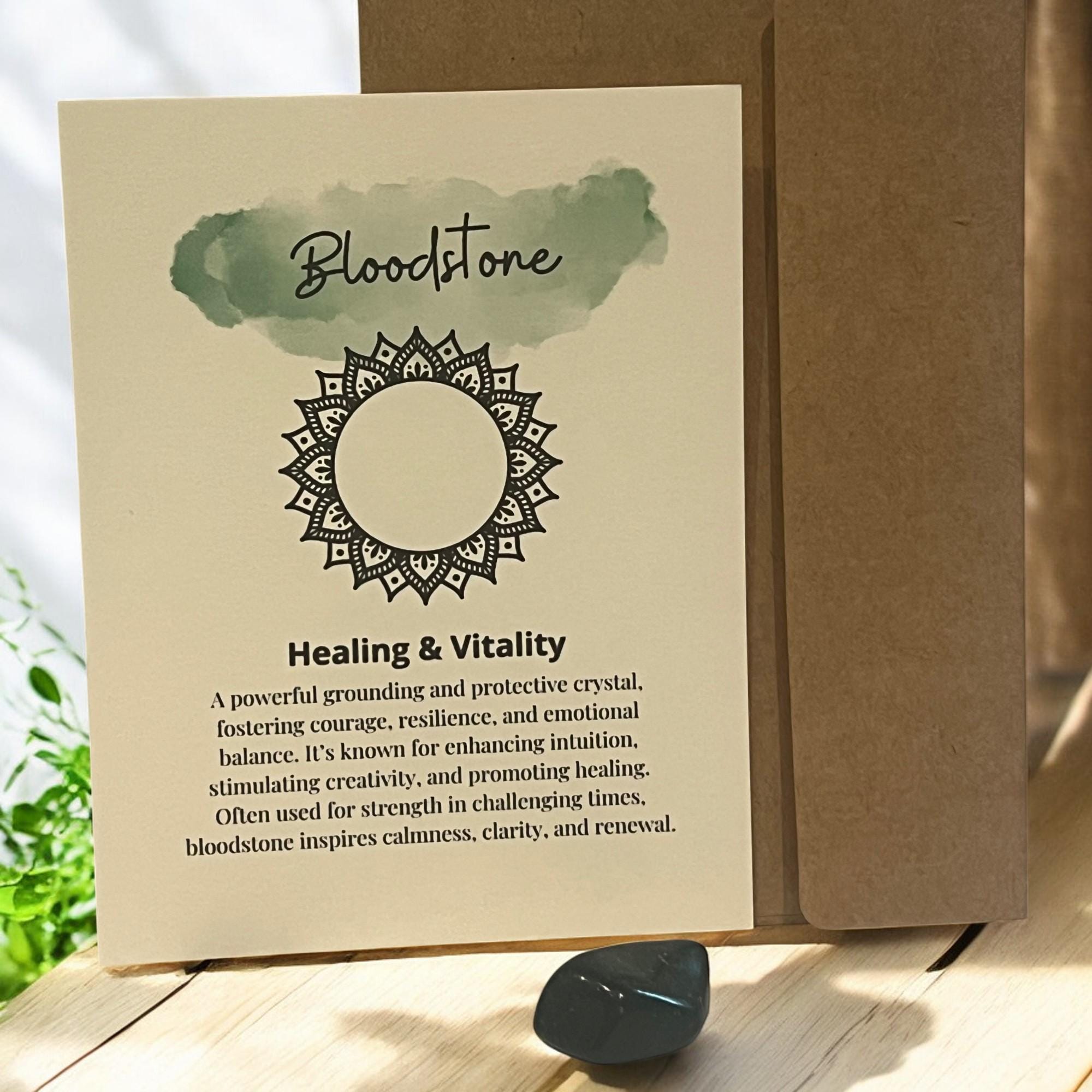 Bloodstone Crystal with Meaning Card: Healing Properties, Meditation Tool - Winterberry Hearth