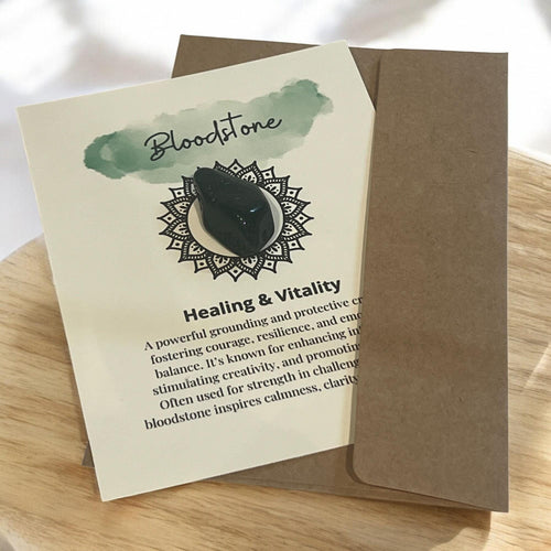Bloodstone Crystal with Meaning Card: Healing Properties, Meditation Tool - Winterberry Hearth