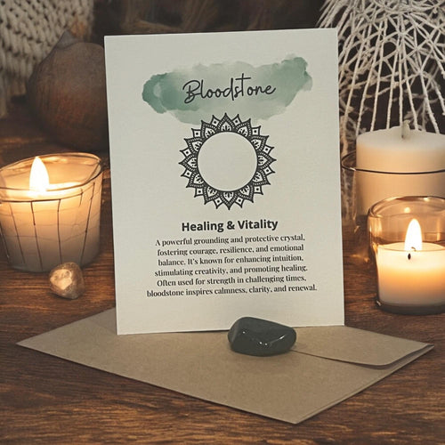 Bloodstone Crystal with Meaning Card: Healing Properties, Meditation Tool - Winterberry Hearth