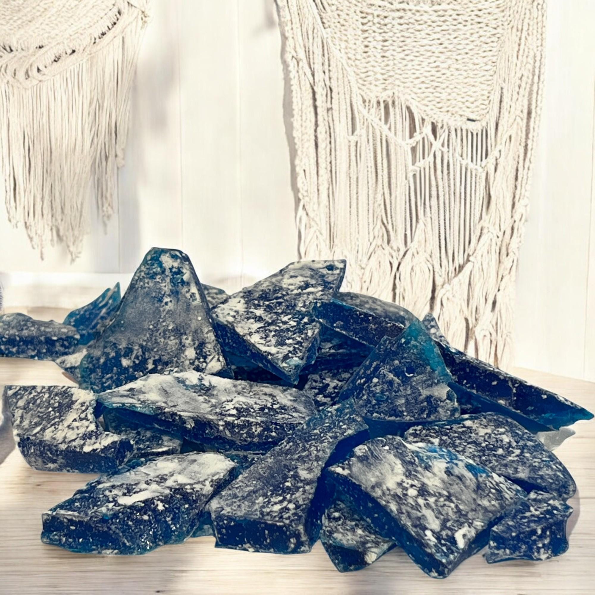 Blue Old Fashioned Hard Tack Candy, Nostalgic Broken Glass Homemade Candy Treat - Winterberry Hearth