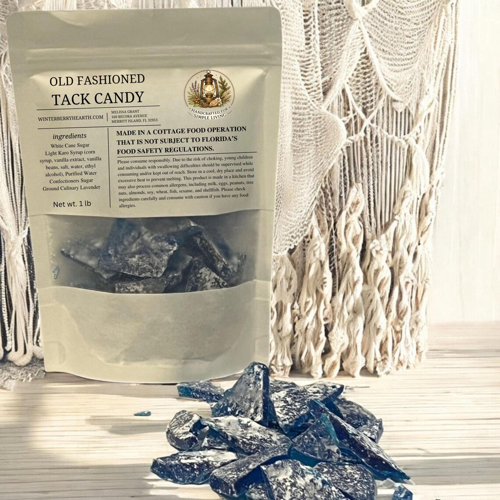 Blue Old Fashioned Hard Tack Candy, Nostalgic Broken Glass Homemade Candy Treat - Winterberry Hearth
