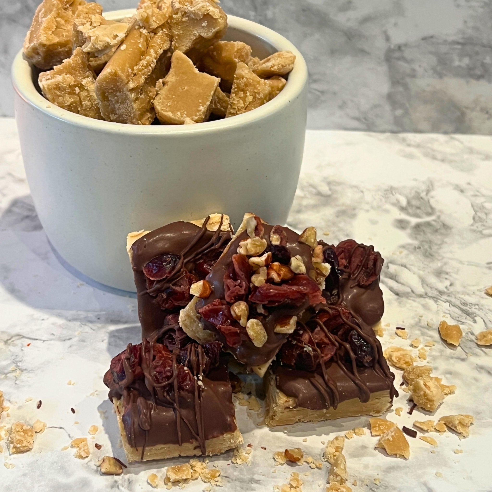 Brown Sugar Candy Chocolate Cranberry Pecan, Half Pound or One Pound - Winterberry Hearth