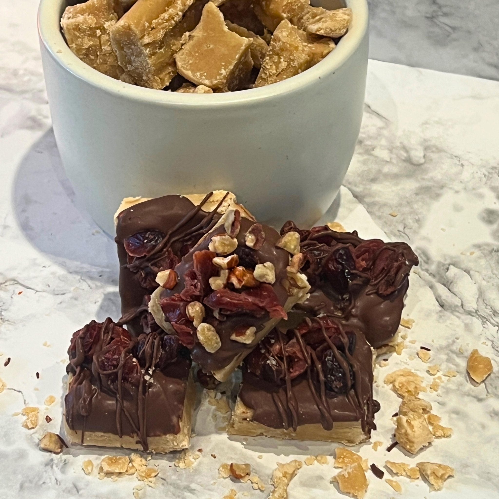 Brown Sugar Candy Chocolate Cranberry Pecan, Half Pound or One Pound - Winterberry Hearth