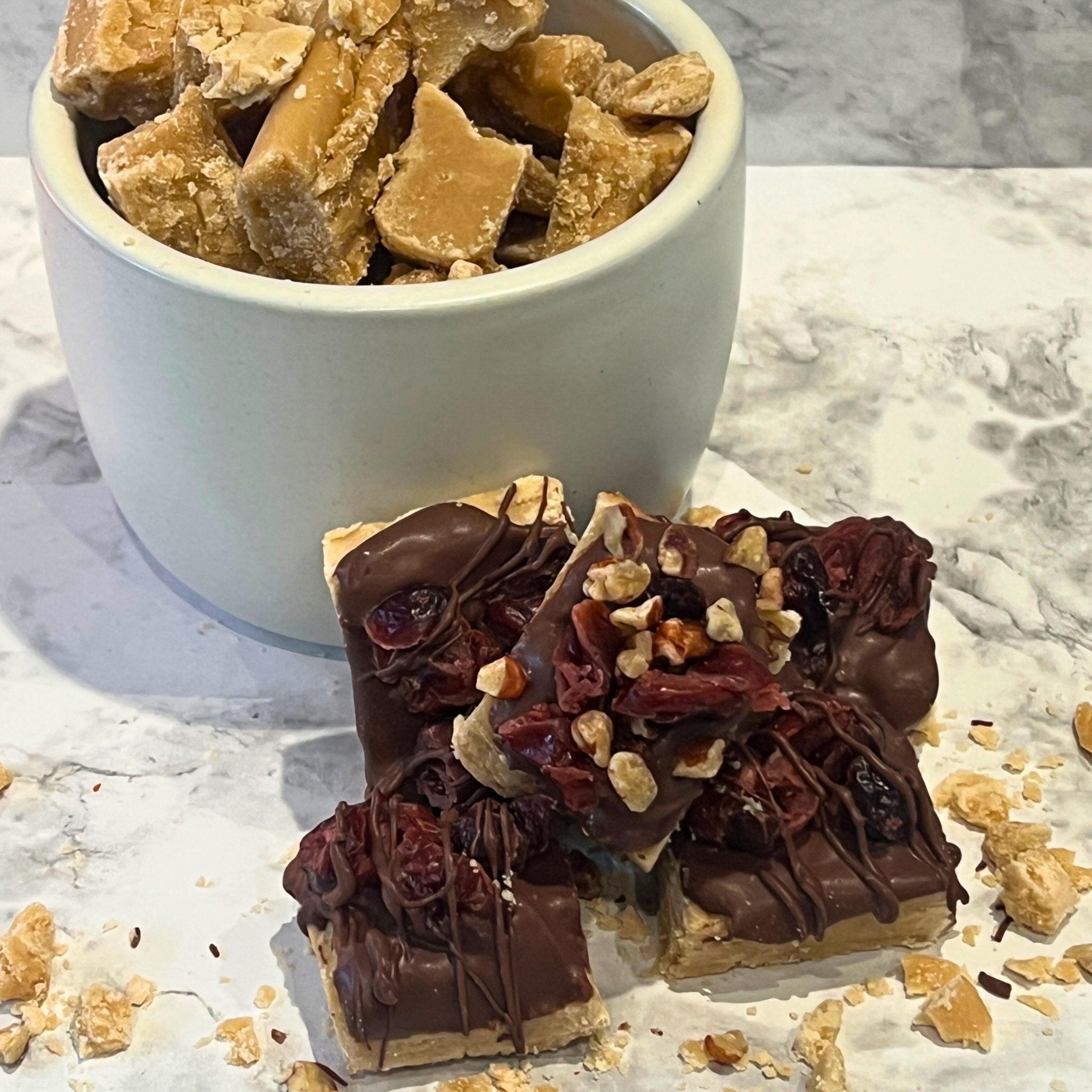 Brown Sugar Candy Chocolate Cranberry Pecan, Half Pound or One Pound - Winterberry Hearth