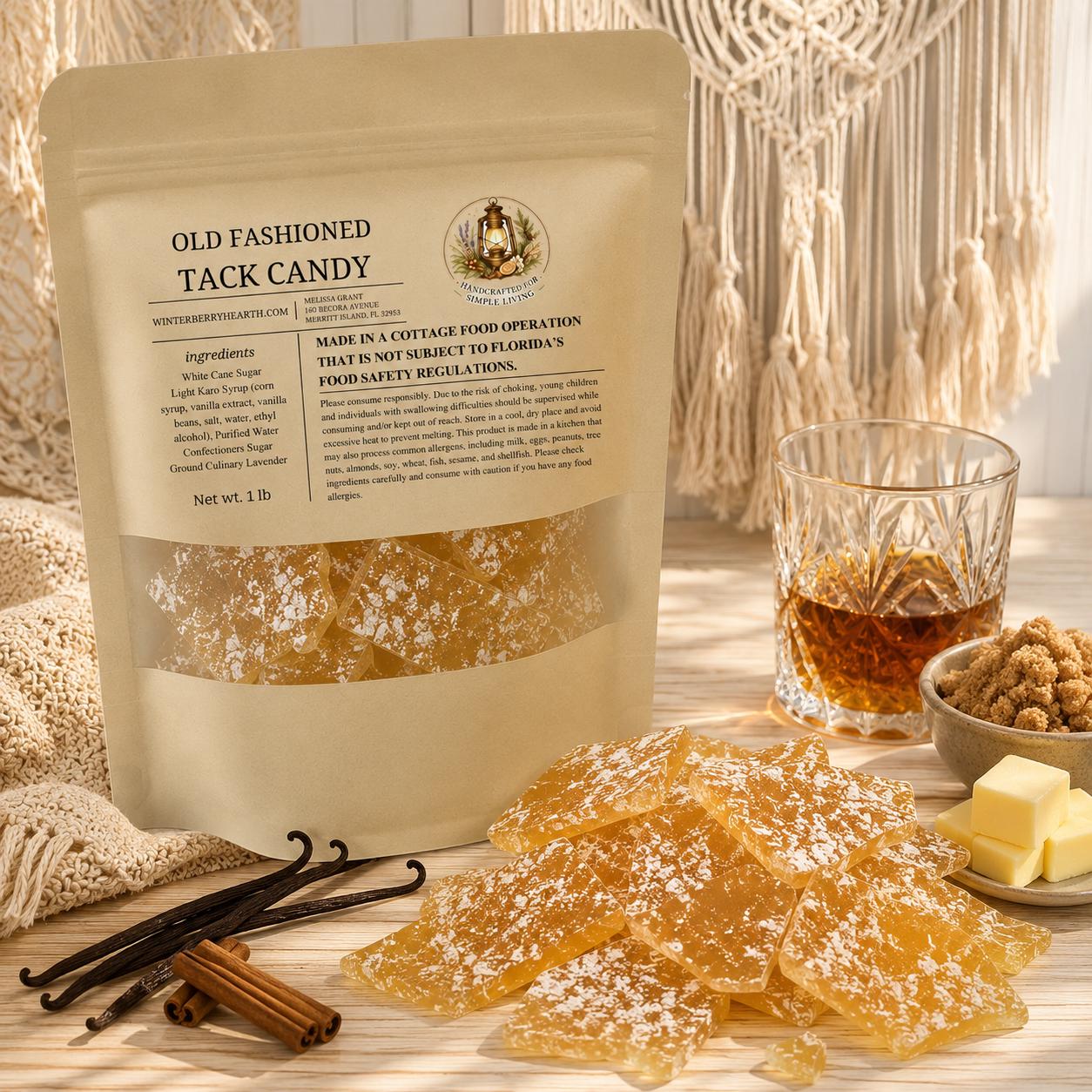 Butter Rum Old-Fashioned Hard Tack Candy 1lb, Nostalgic Rock Candy Treat, Vintage Suckers - Winterberry Hearth