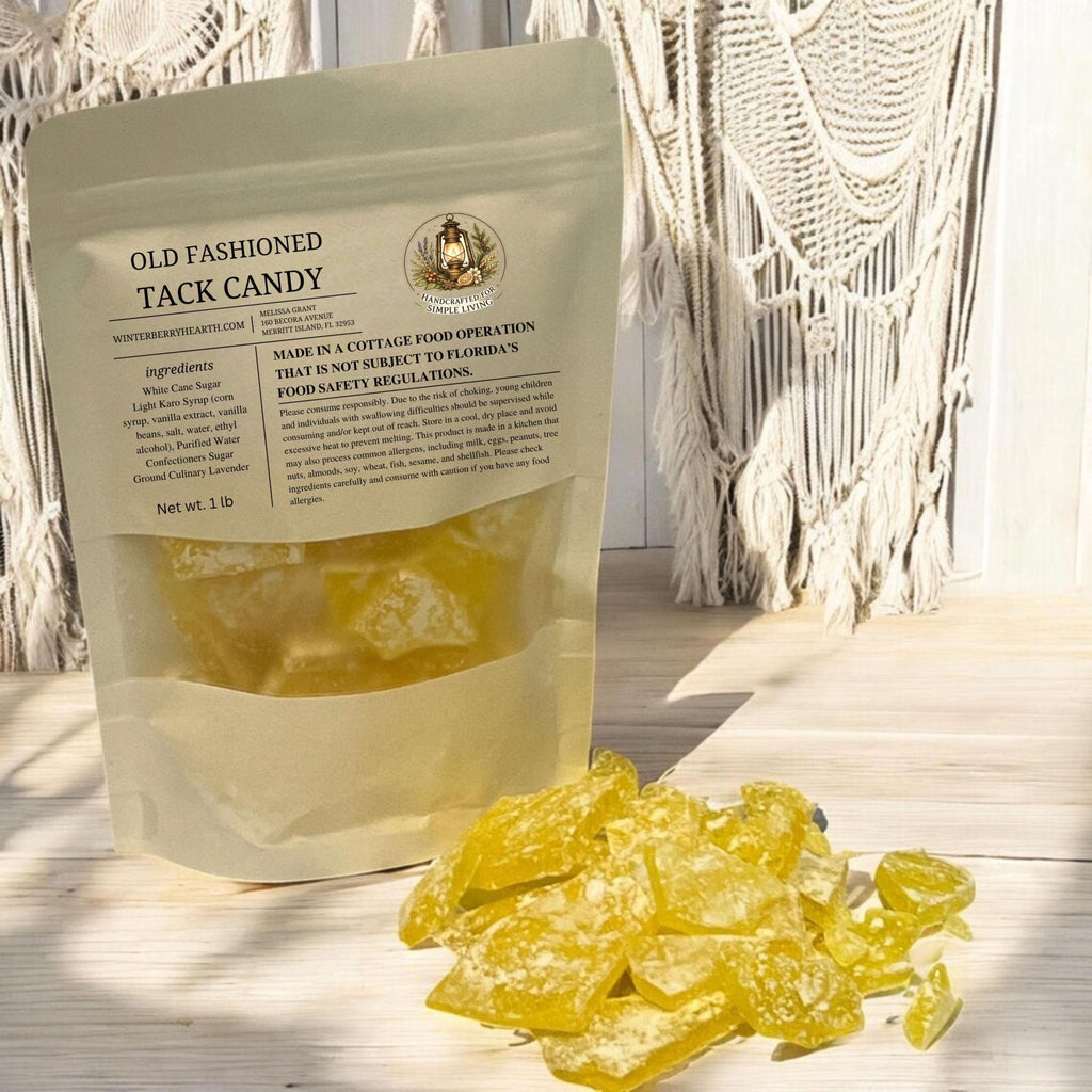 Butter Rum Old-Fashioned Hard Tack Candy 1lb, Nostalgic Rock Candy Treat, Vintage Suckers - Winterberry Hearth