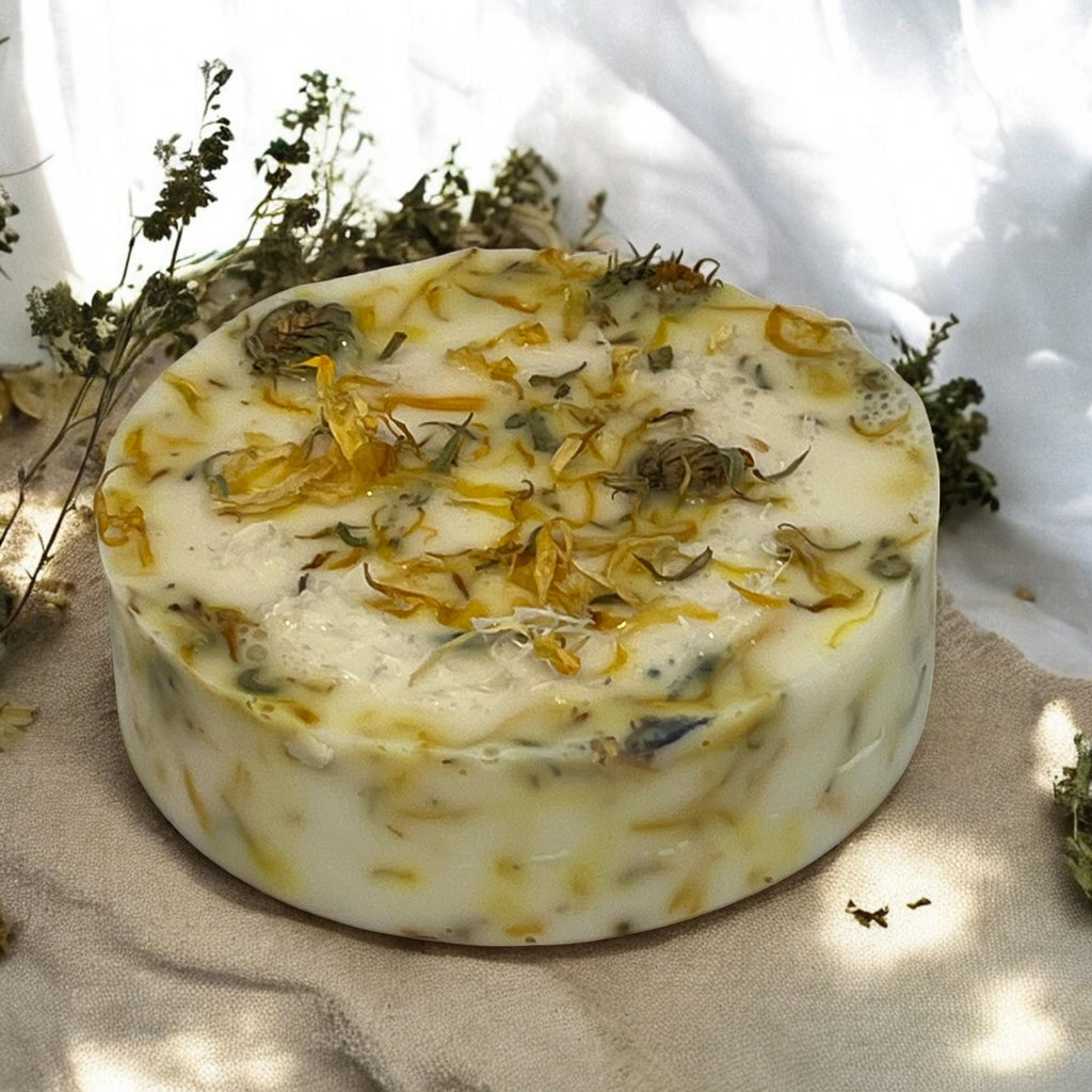 Calendula Goat's Milk Loofah Soap: Handmade Exfoliating Bath Bar - Winterberry Hearth