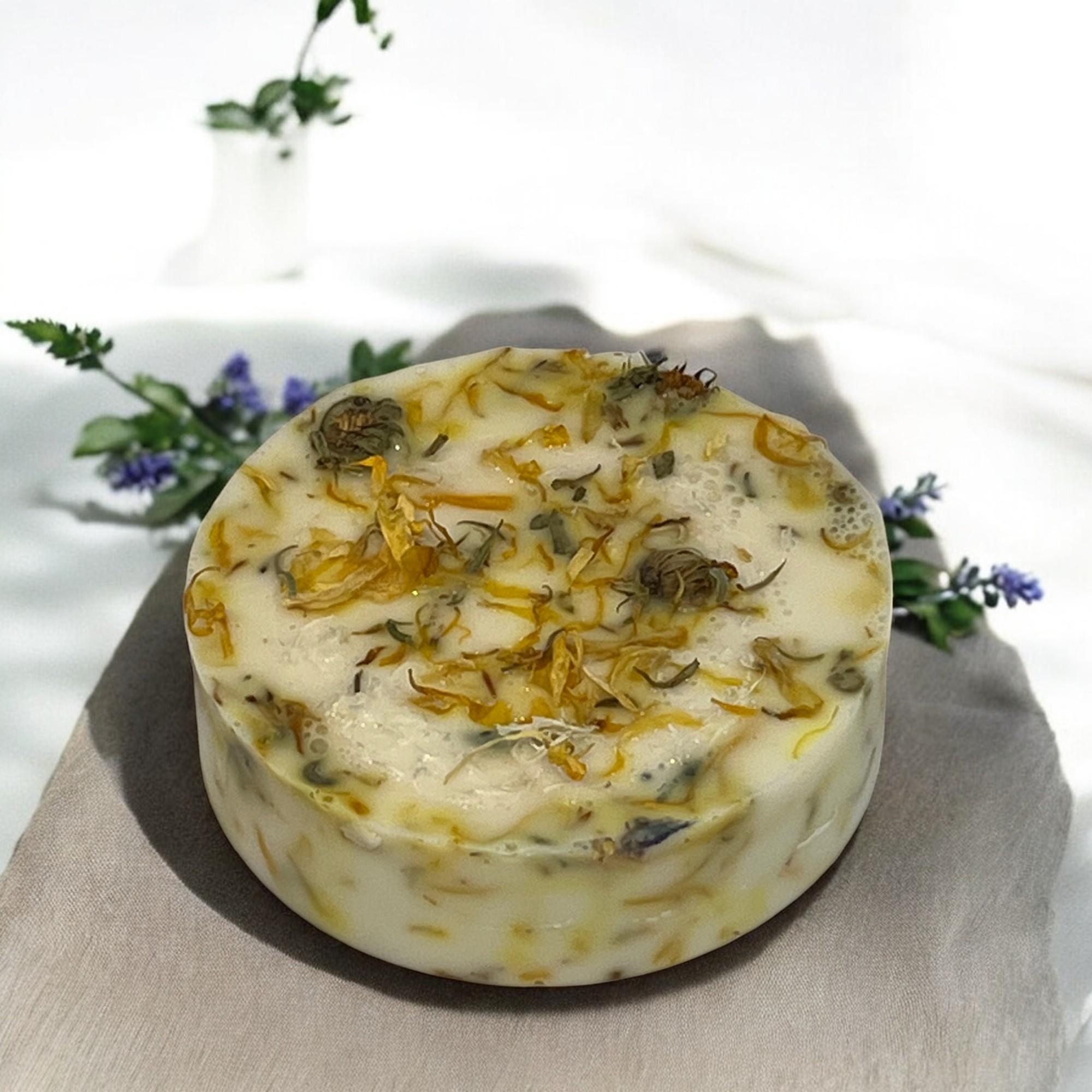Calendula Goat's Milk Loofah Soap: Handmade Exfoliating Bath Bar - Winterberry Hearth