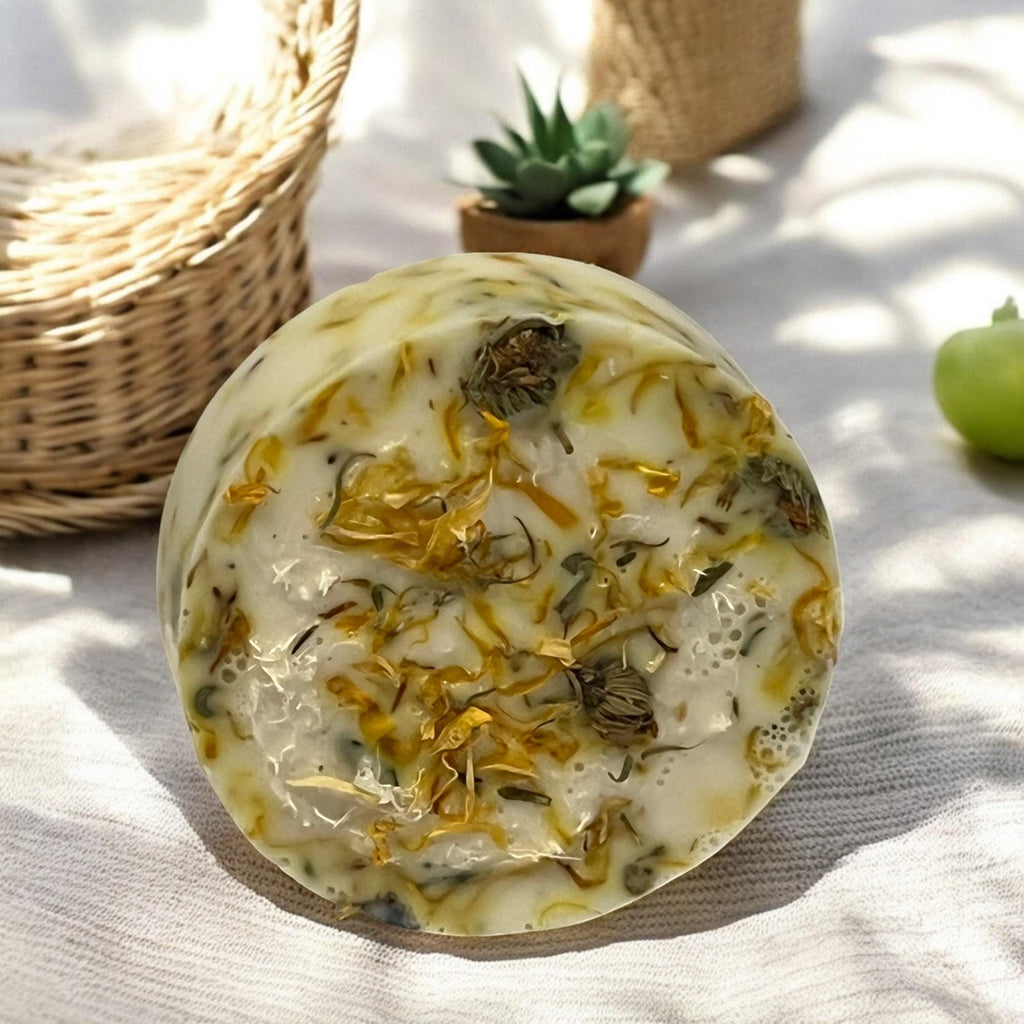 Calendula Goat's Milk Loofah Soap: Handmade Exfoliating Bath Bar - Winterberry Hearth