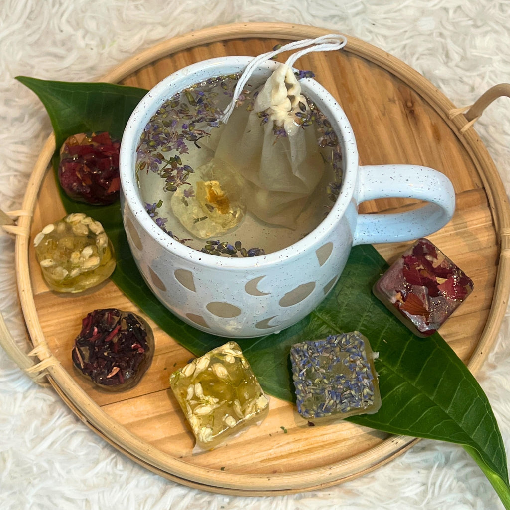 Calendula Herbal Tea Bombs, Floral Tea Sugar Candy Cubes Beverage Sweetener - Winterberry Hearth