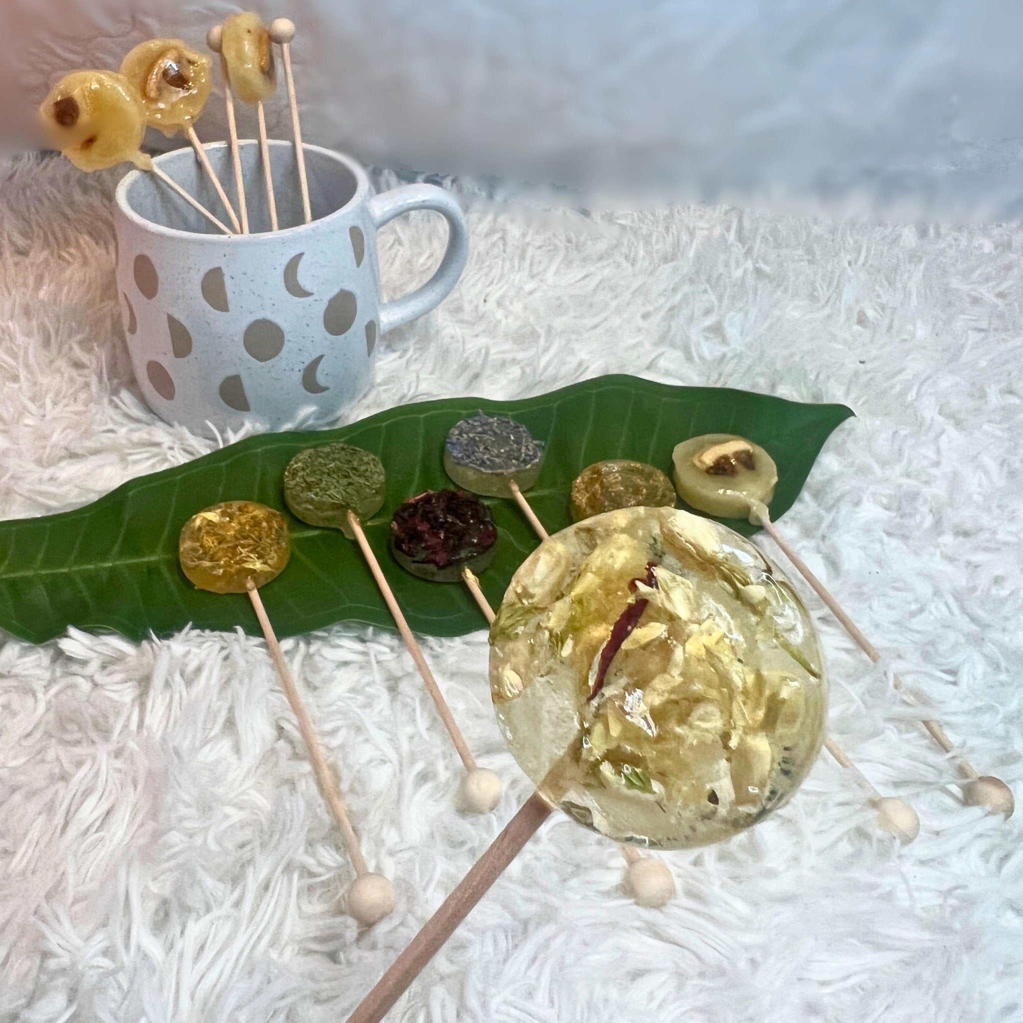 Calendula Herbal Tea Lollipop: Floral Tea Stir Stick Sweetener - Winterberry Hearth