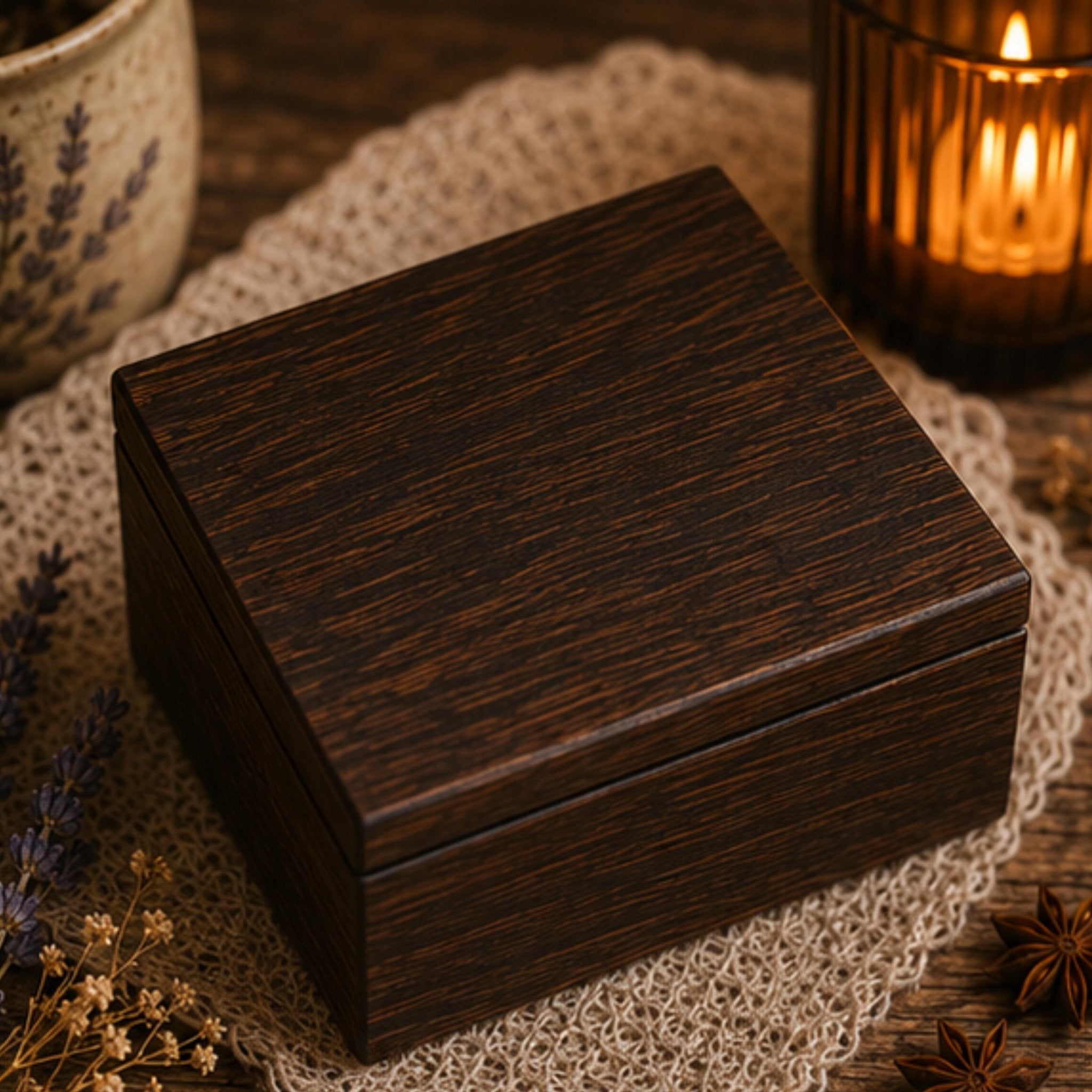 Calming Crystal Set, Wood Kitchen Keepsake Box, Mindful Living Self Care Gift, Cottagecore Decor - Winterberry Hearth