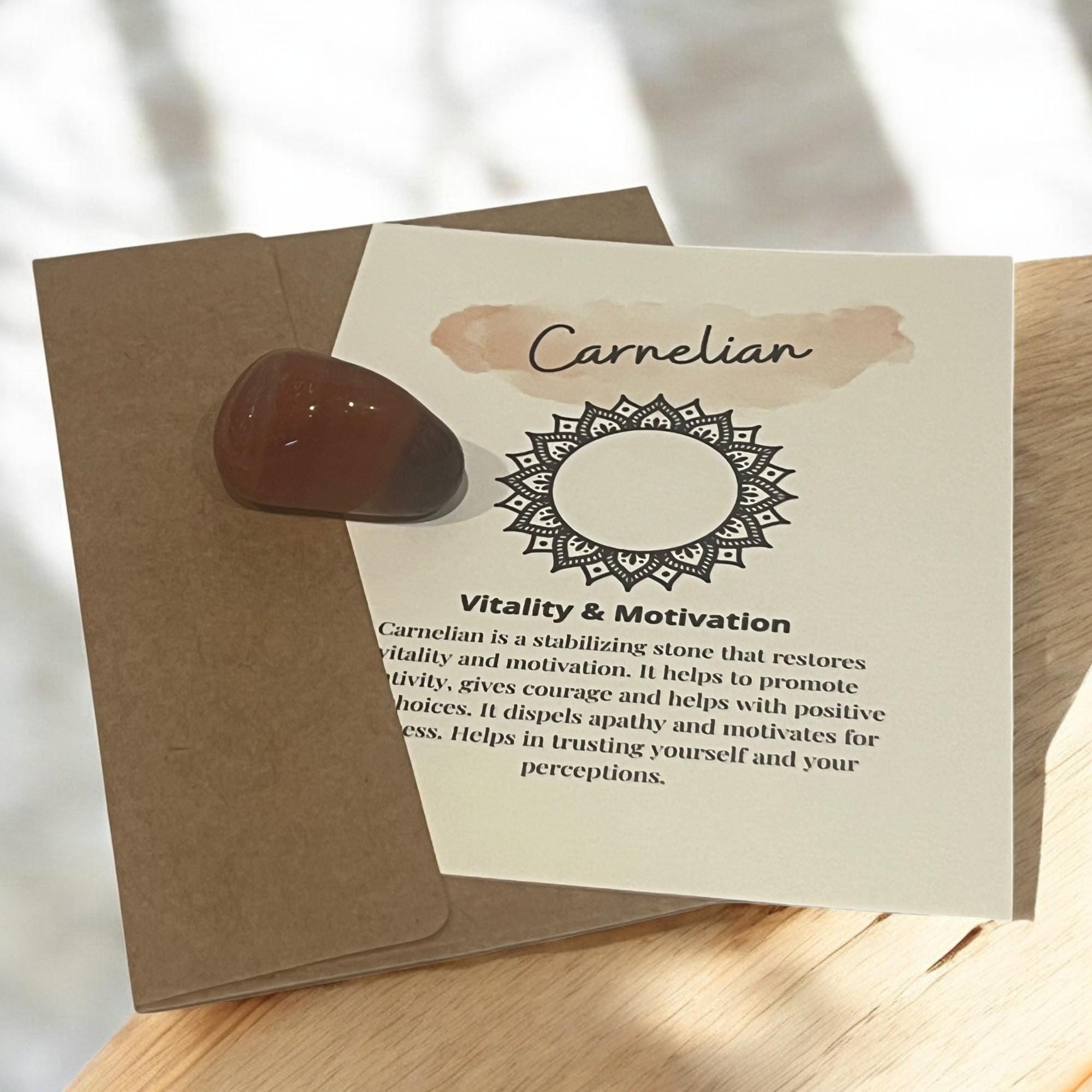Carnelian Crystal with Meaning Card: Creativity & Motivation Stone - Winterberry Hearth