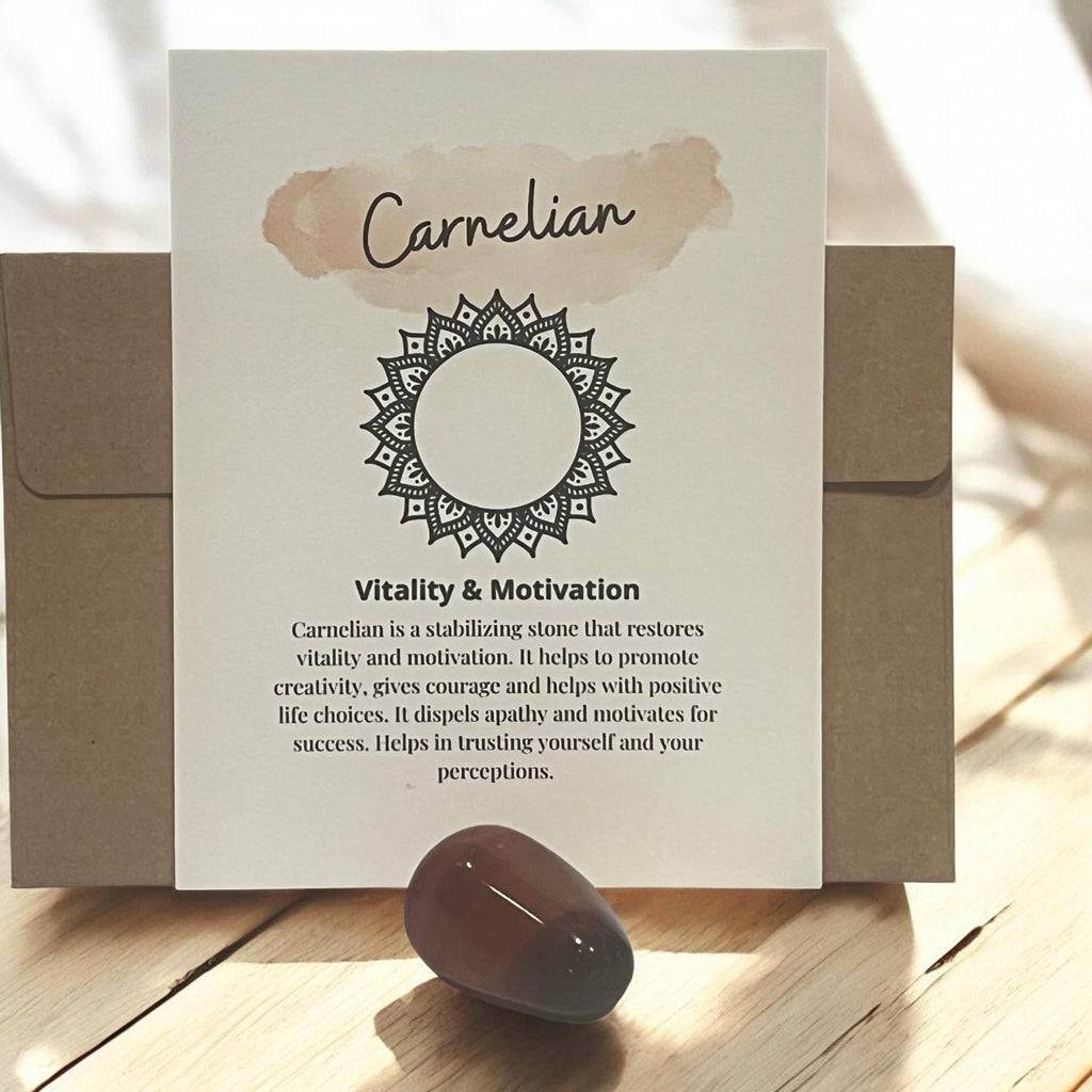 Carnelian Crystal with Meaning Card: Creativity & Motivation Stone - Winterberry Hearth