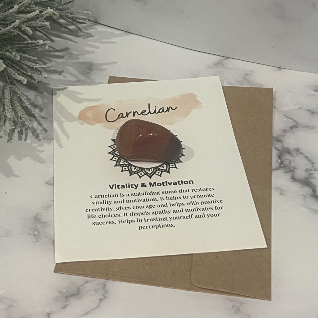 Carnelian Crystal with Meaning Card: Creativity & Motivation Stone - Winterberry Hearth
